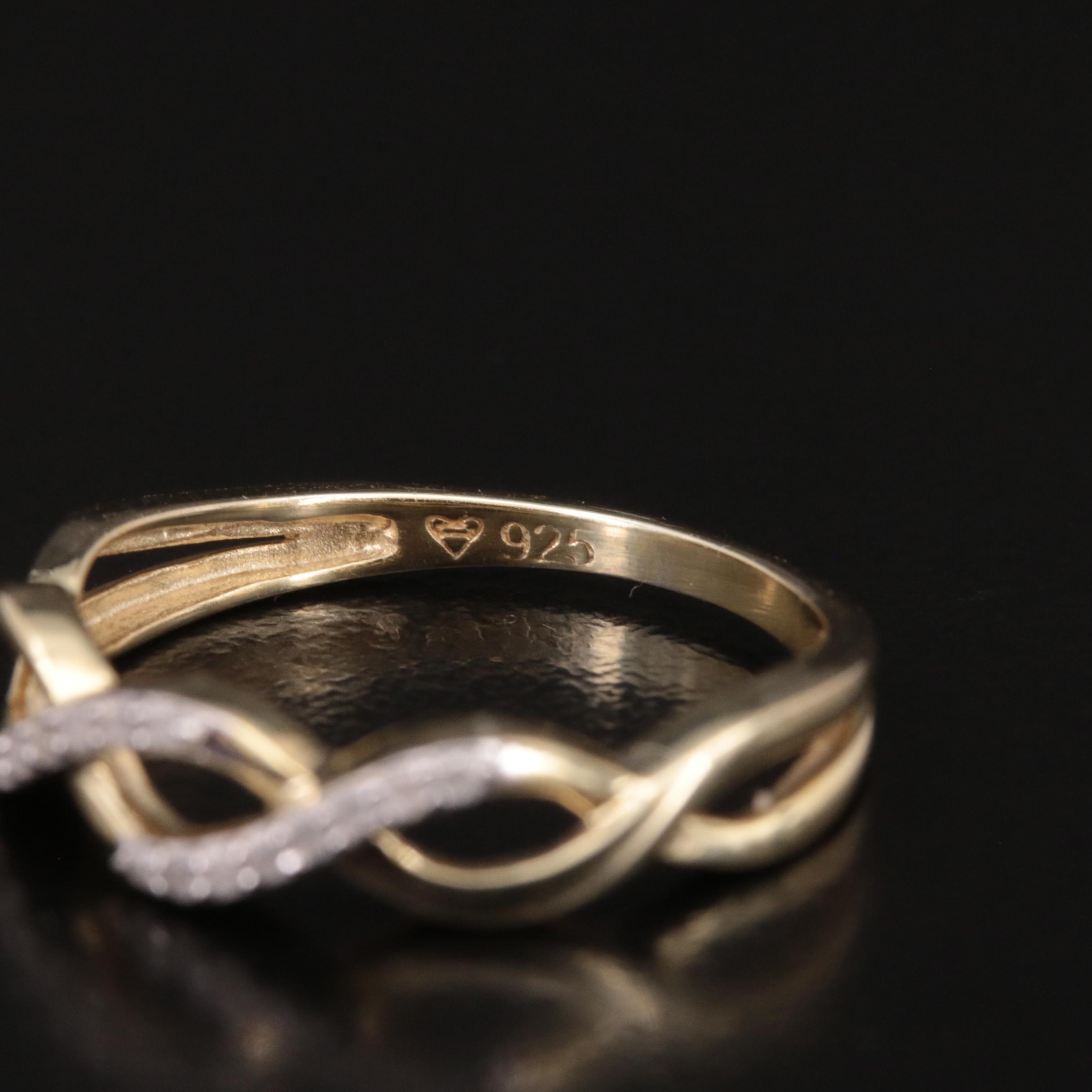 Sterling Diamond Braided Ring