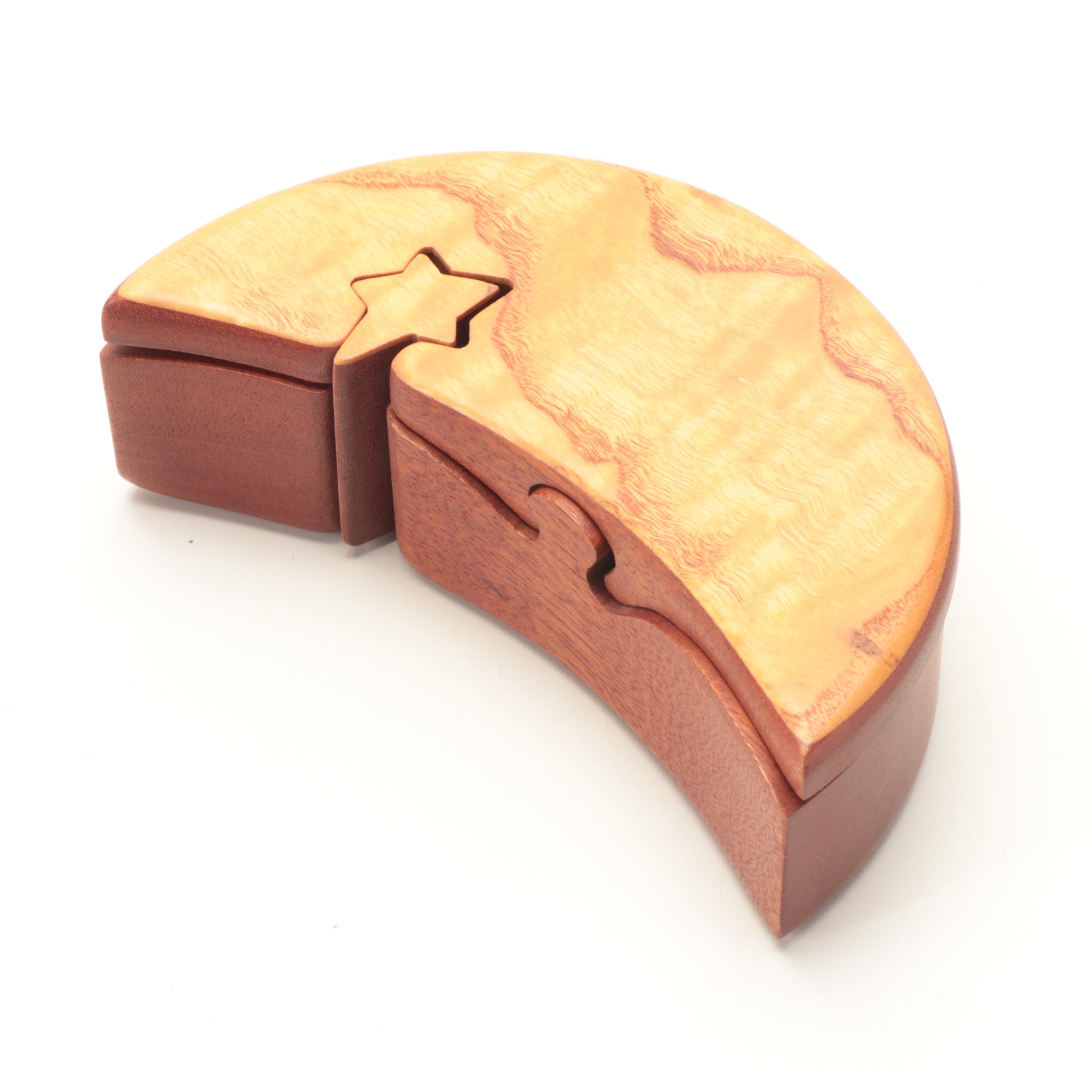 Paul Yacoe Mahogany Puzzle Box with Eldreth Pottery and Other Boxes