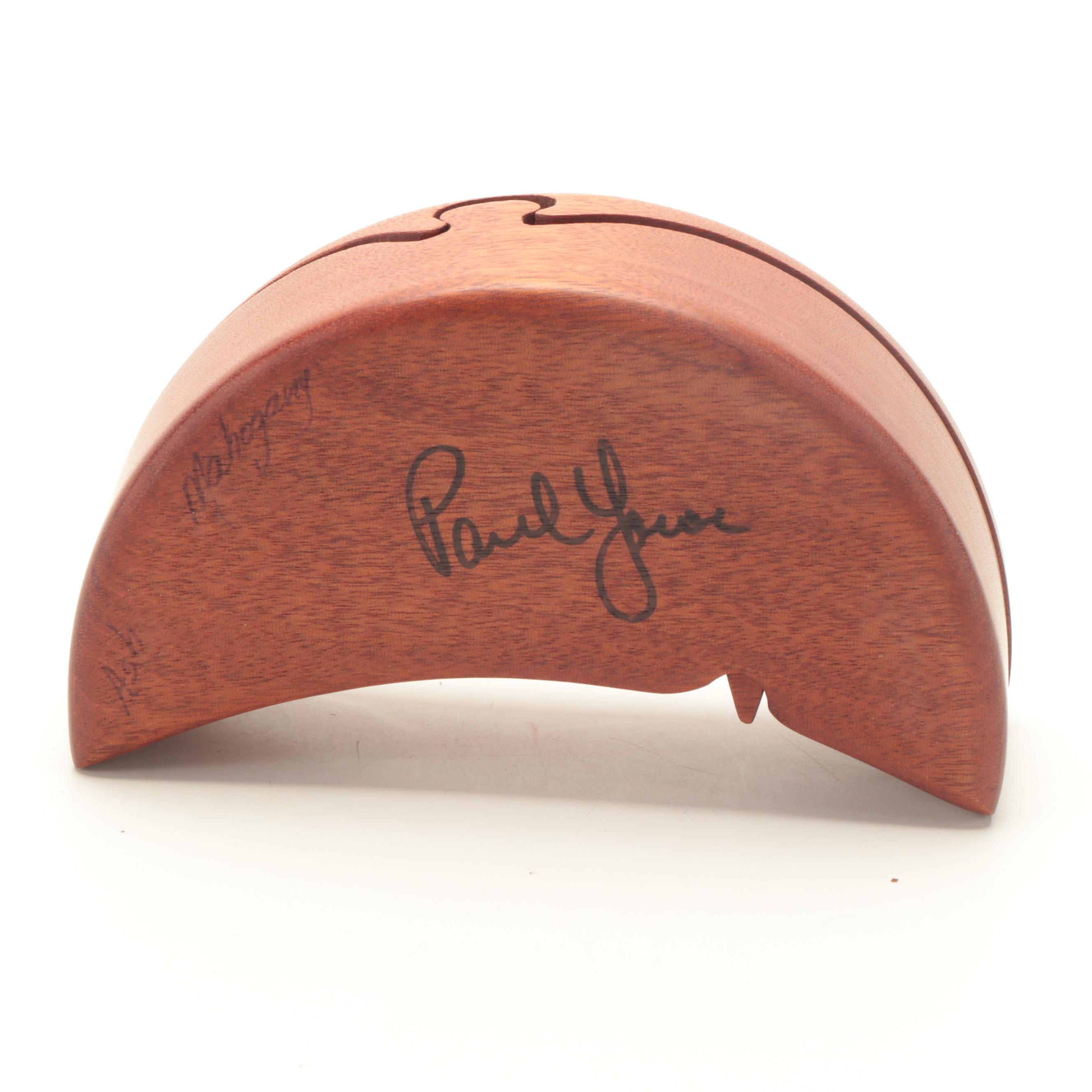 Paul Yacoe Mahogany Puzzle Box with Eldreth Pottery and Other Boxes