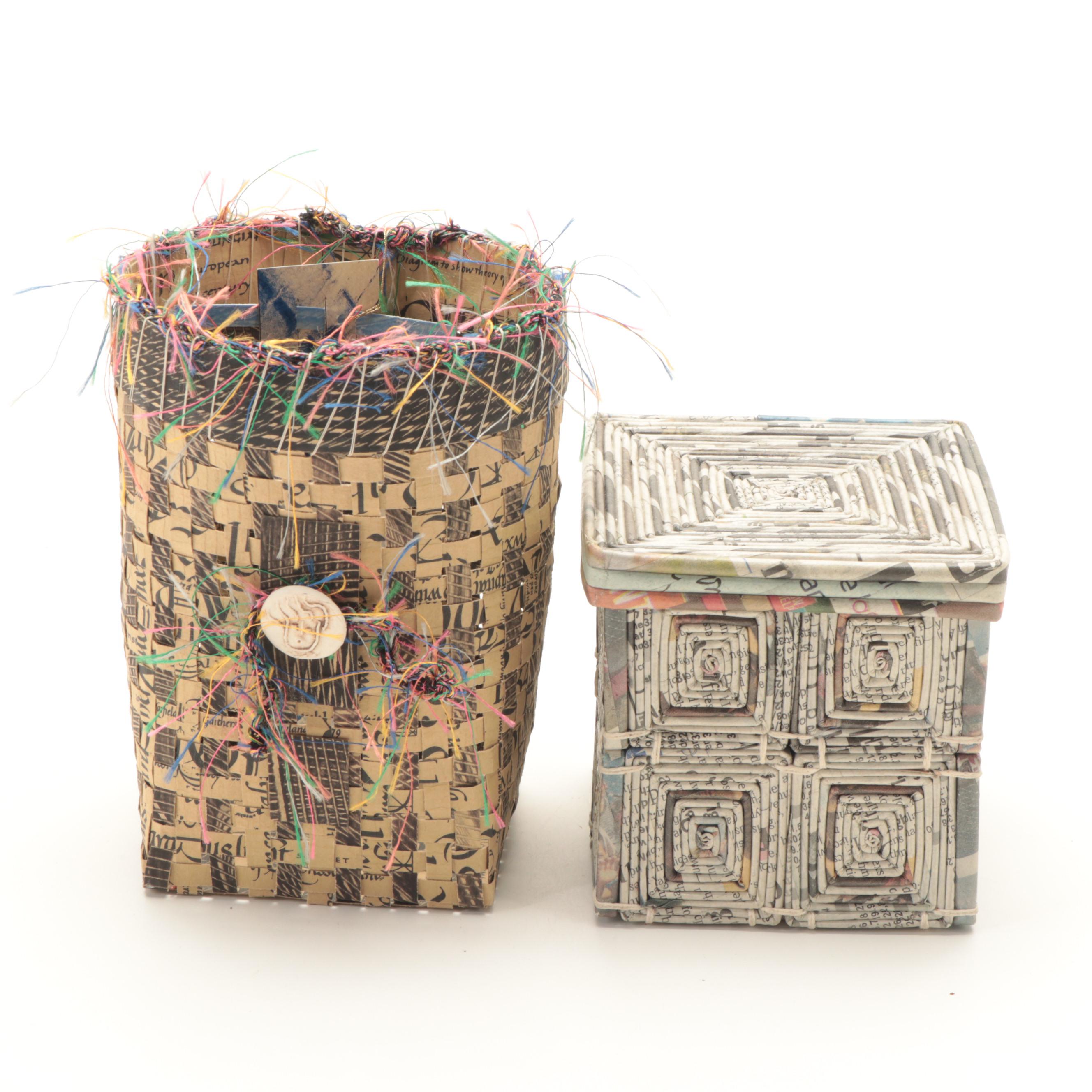 Paul Yacoe Mahogany Puzzle Box with Eldreth Pottery and Other Boxes