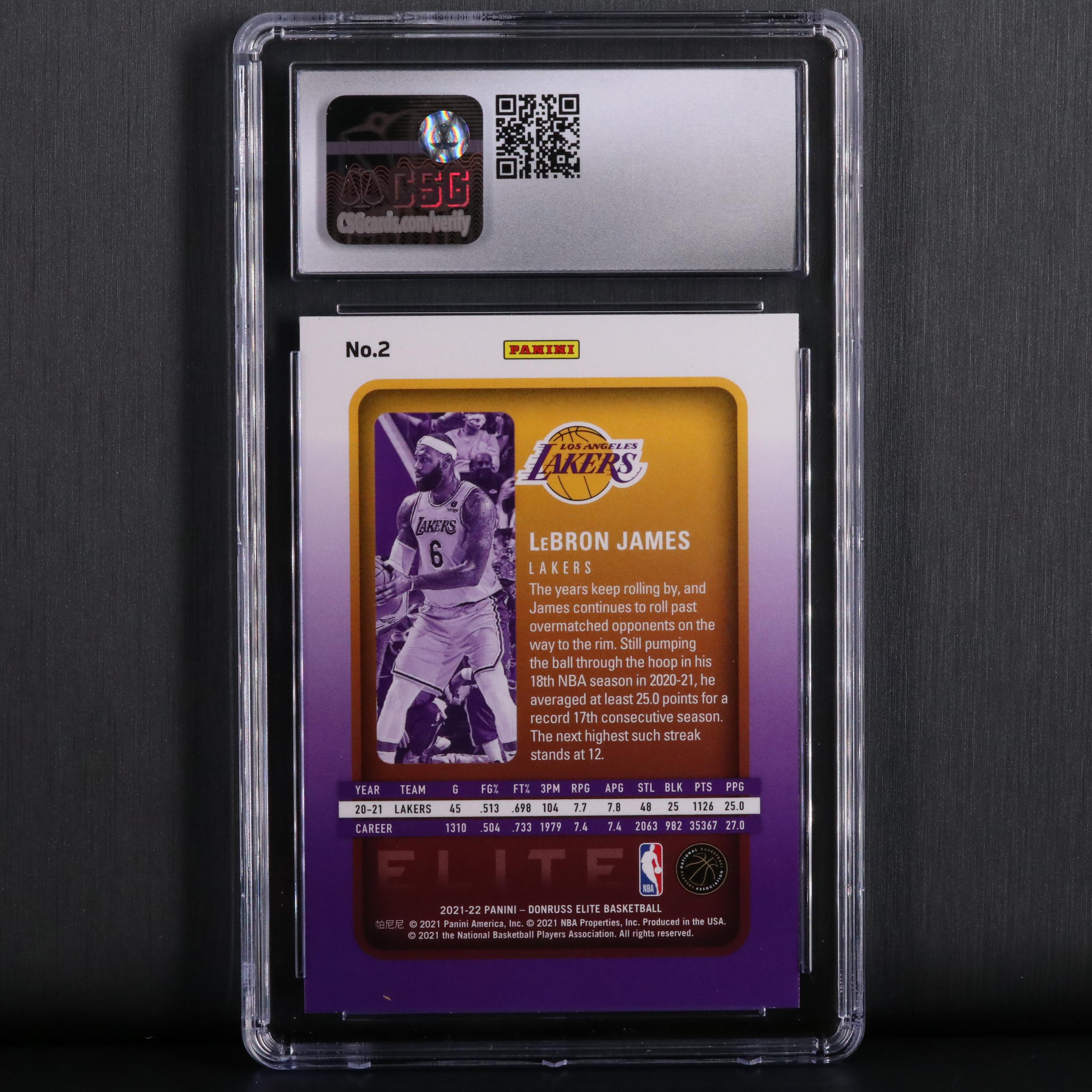 2021-22 Panini LeBron James Donruss Elite #2 Grade 9.5 Basketball Card
