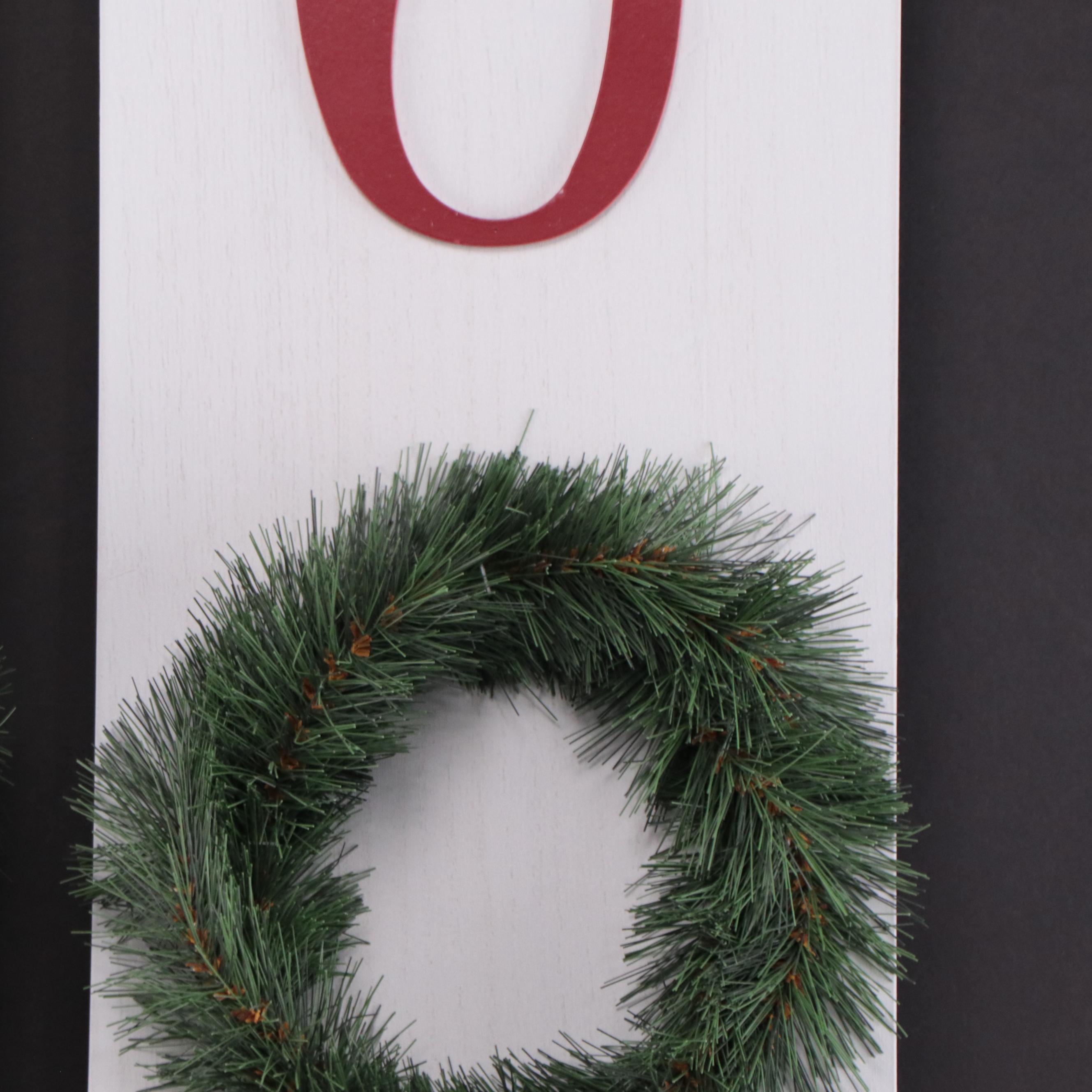 Pair of Threshold "Joy" Leaner Sign with Wreath