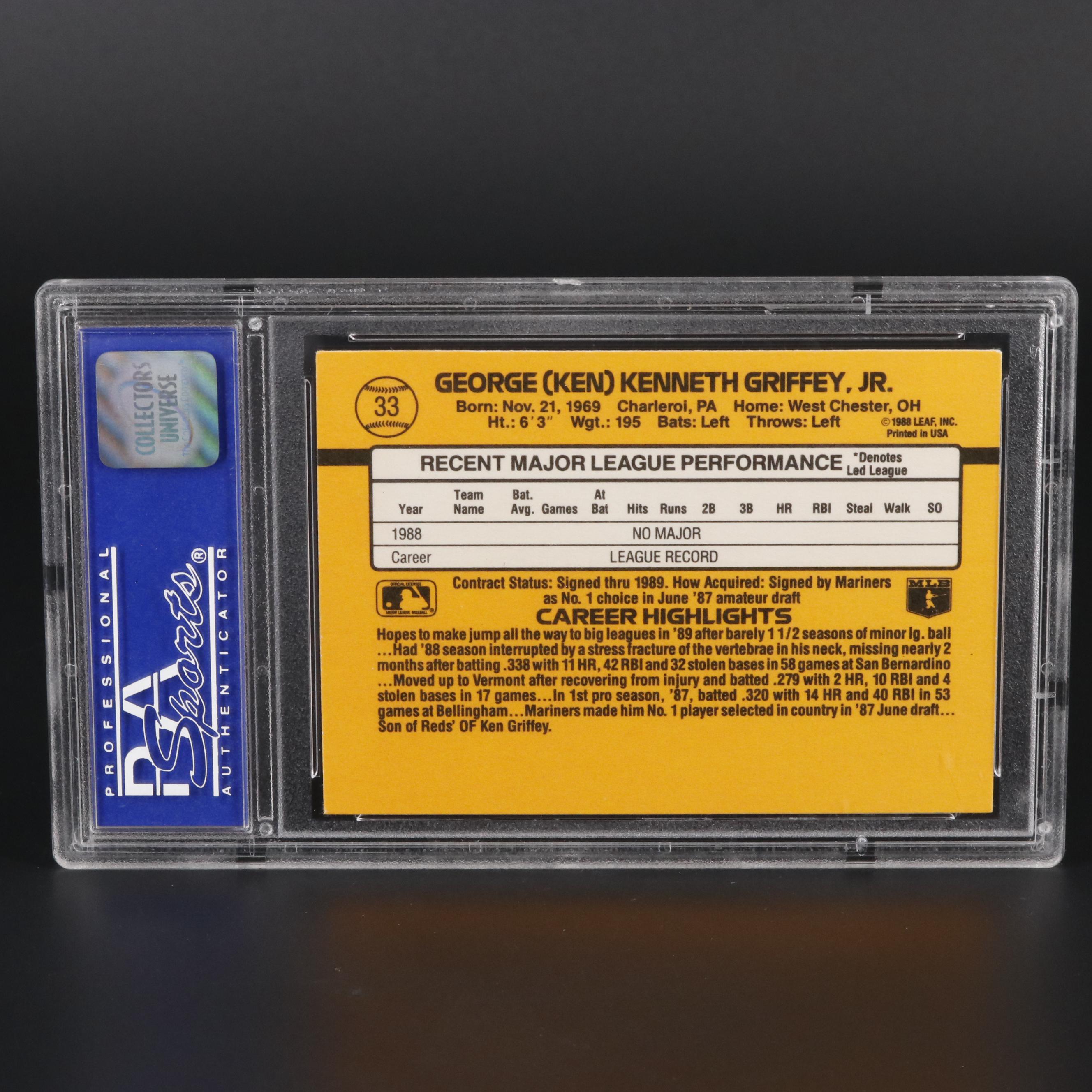 1989 Donruss Ken Griffey Jr. #33 Graded PSA 8 NM-MT Baseball Card