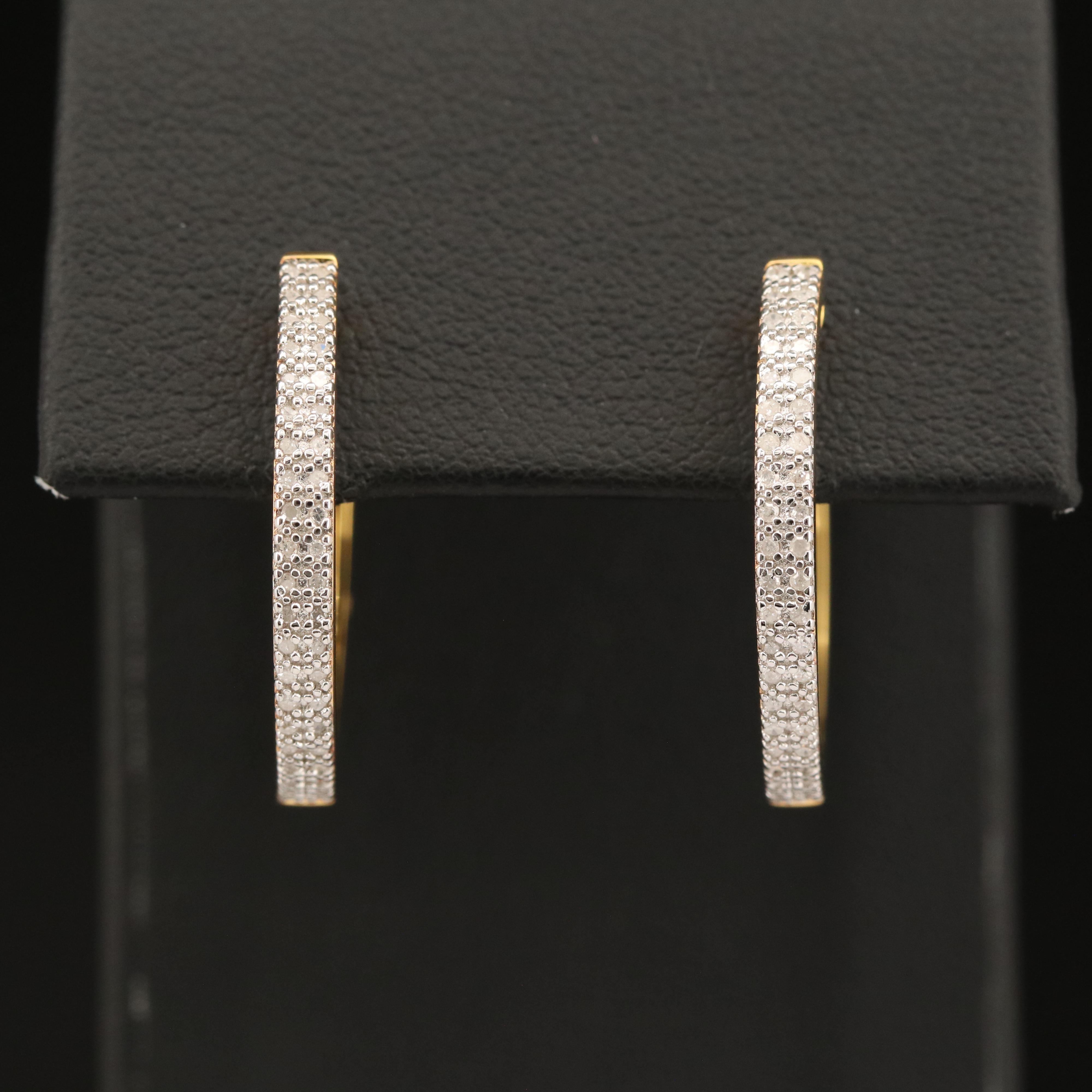 Sterling Diamond Hoop Earrings