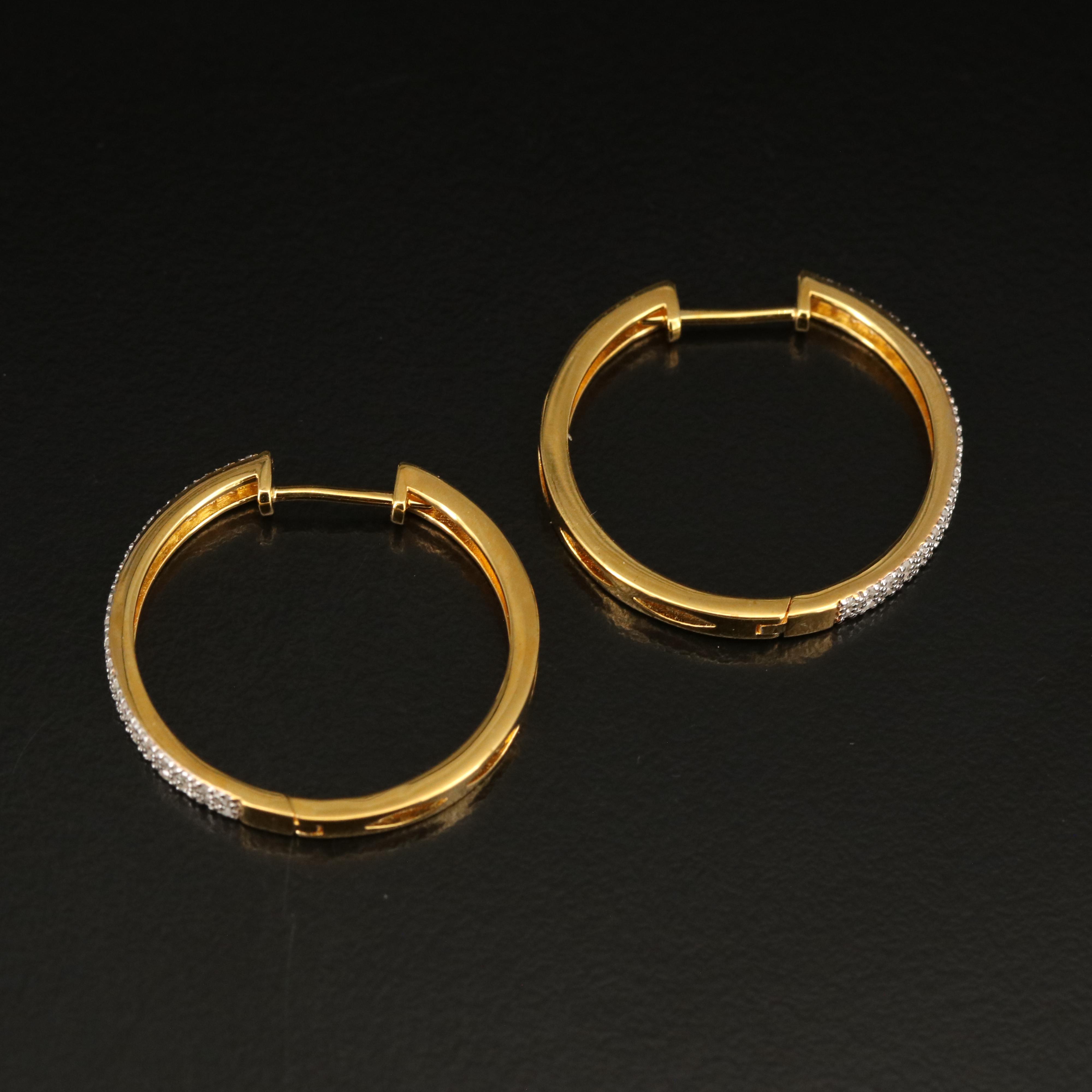 Sterling Diamond Hoop Earrings