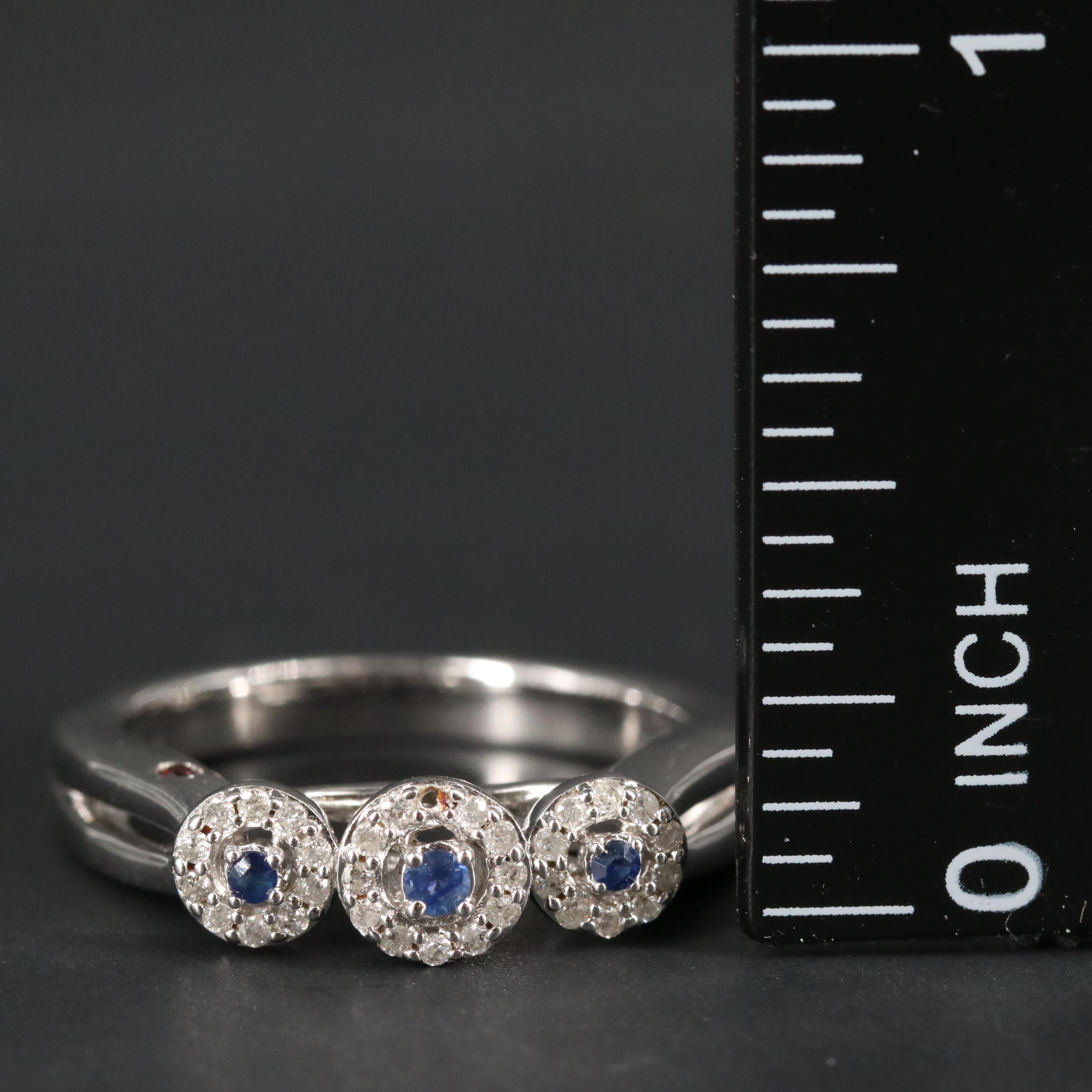 Sterling Silver Sapphire and Diamond Ring