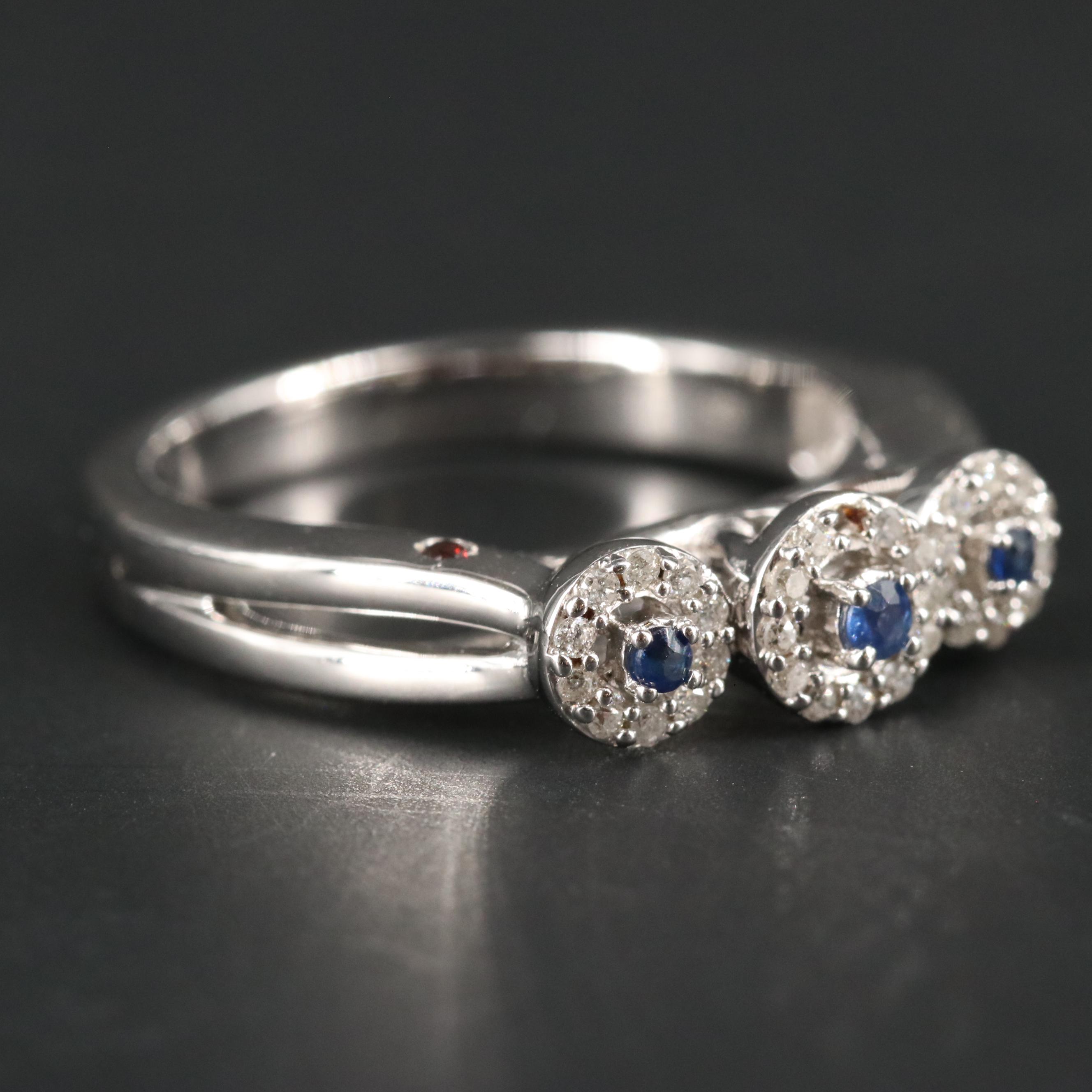 Sterling Silver Sapphire and Diamond Ring