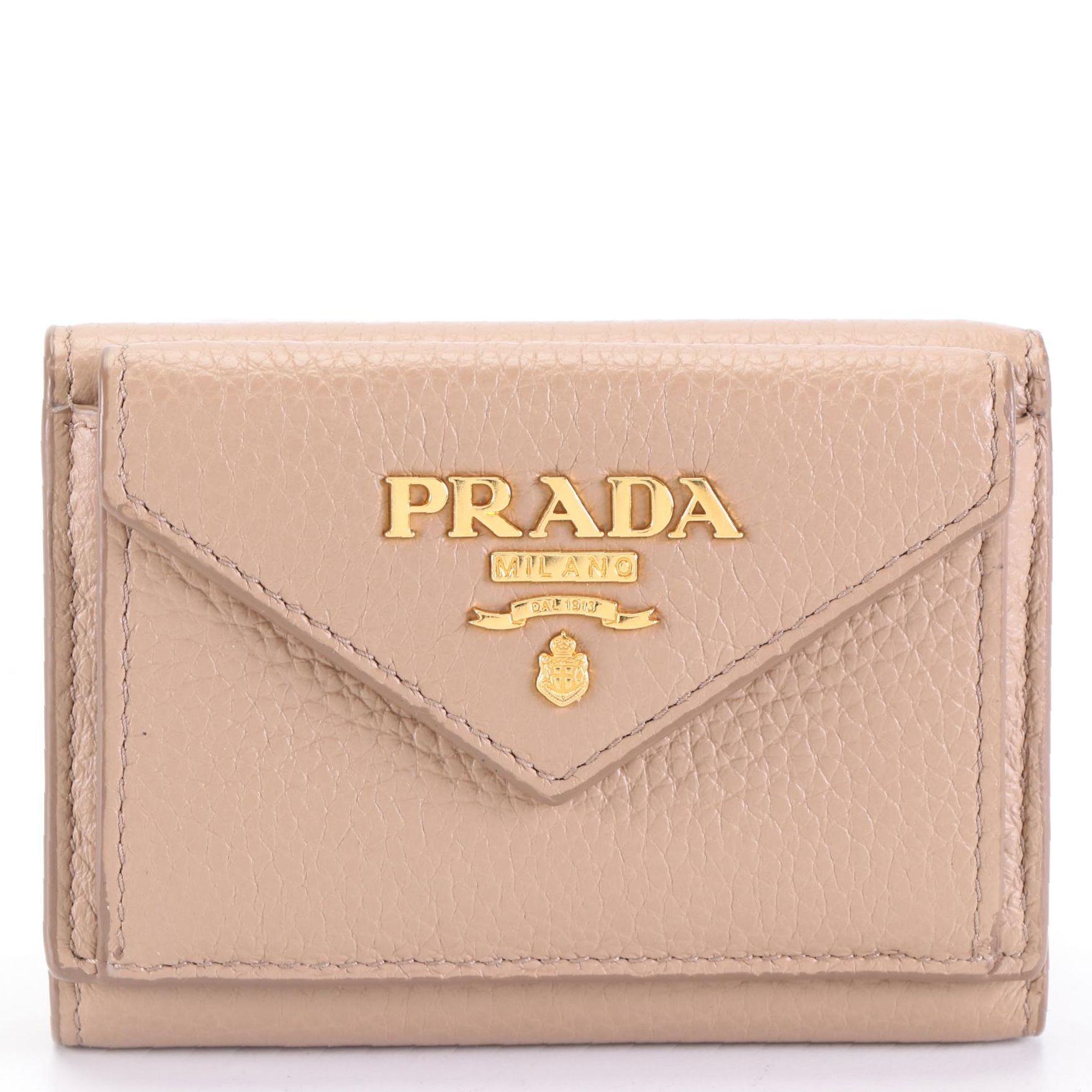 Prada Compact Trifold Wallet in Vitello Daino Leather