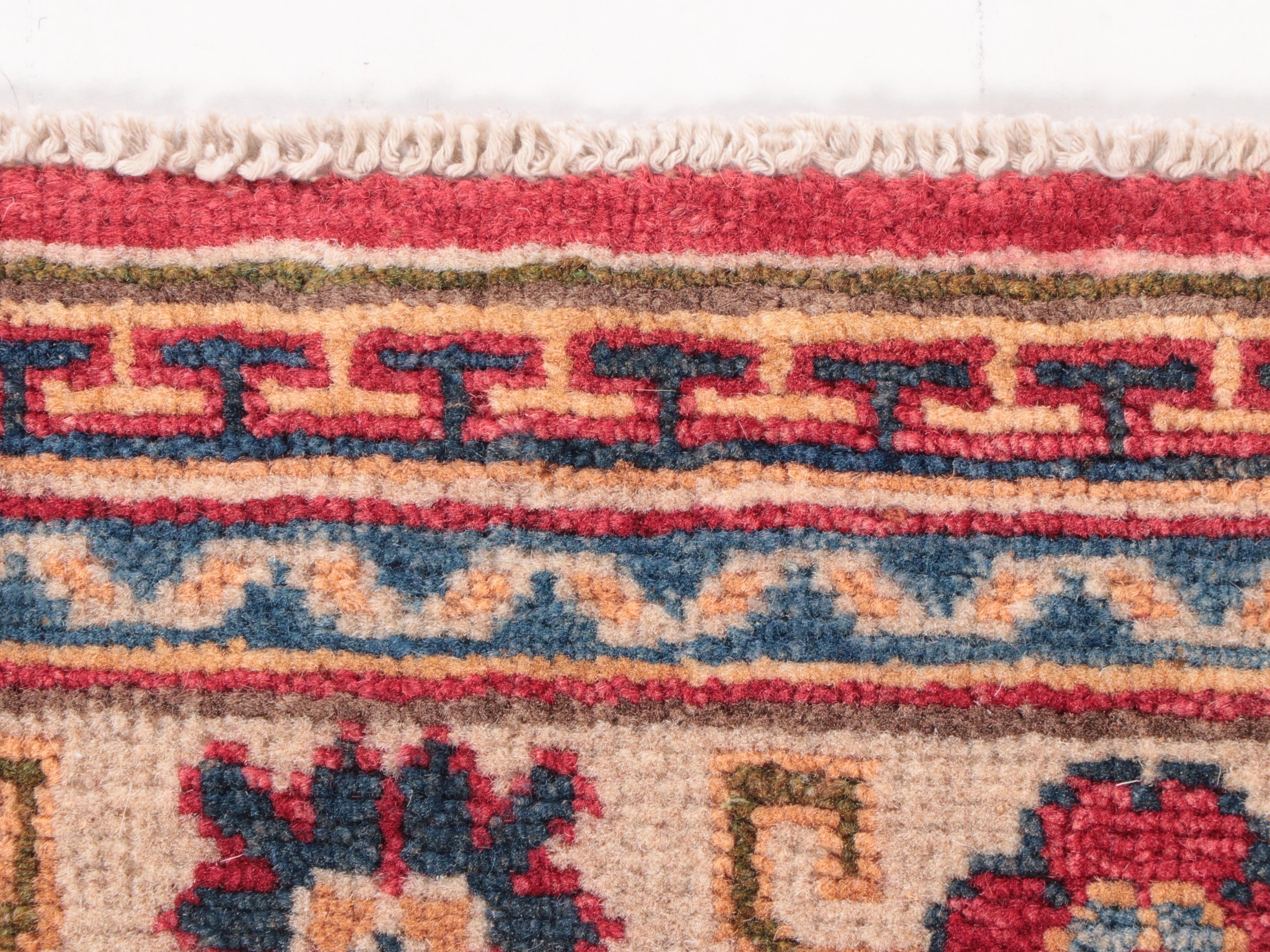 2'8 x 4'4 Hand-Knotted Afghan Kazak Accent Rug