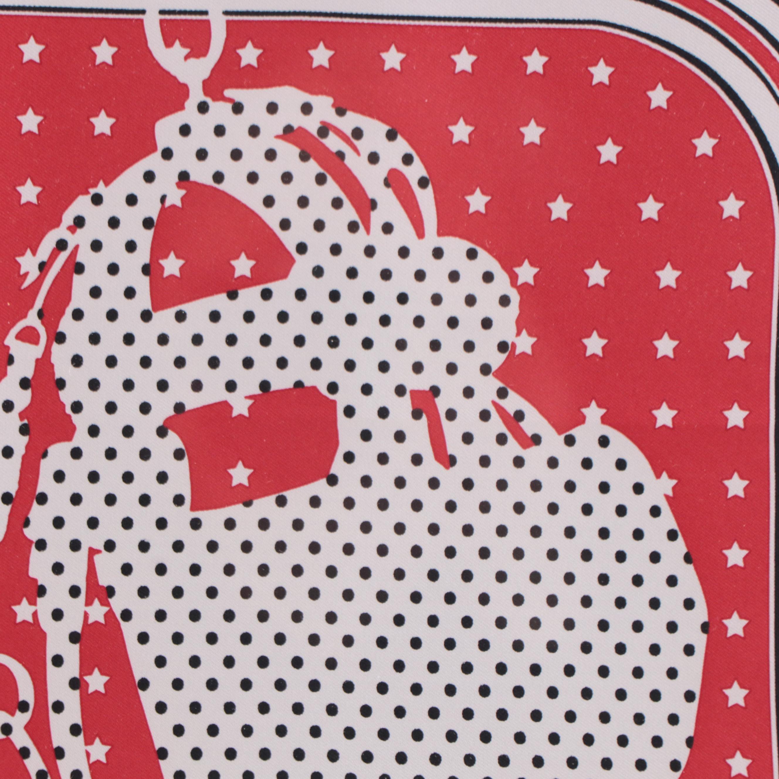 Framed Hermès "Brides de Gala a Pois" Bandana 55 in Silk Twill