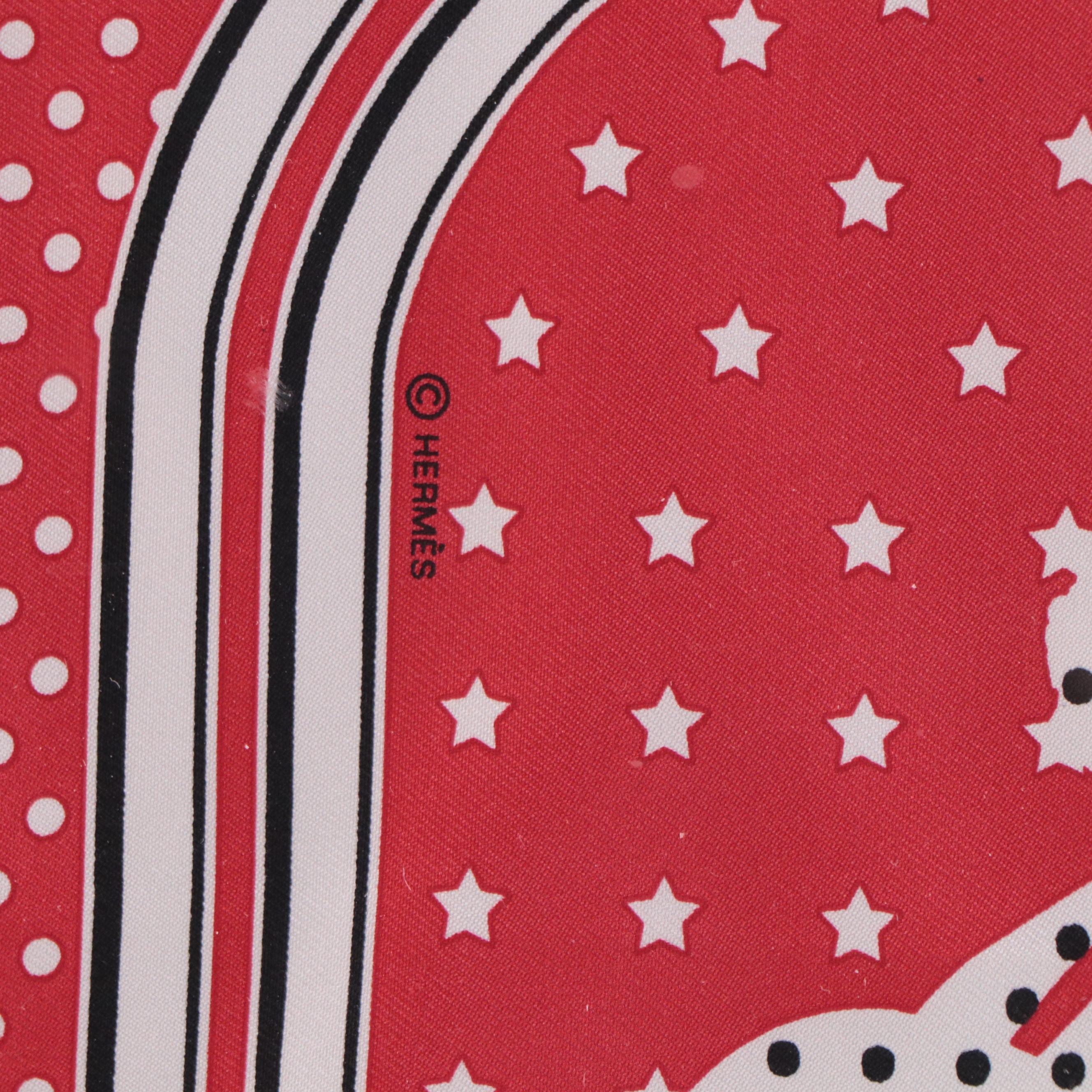 Framed Hermès "Brides de Gala a Pois" Bandana 55 in Silk Twill