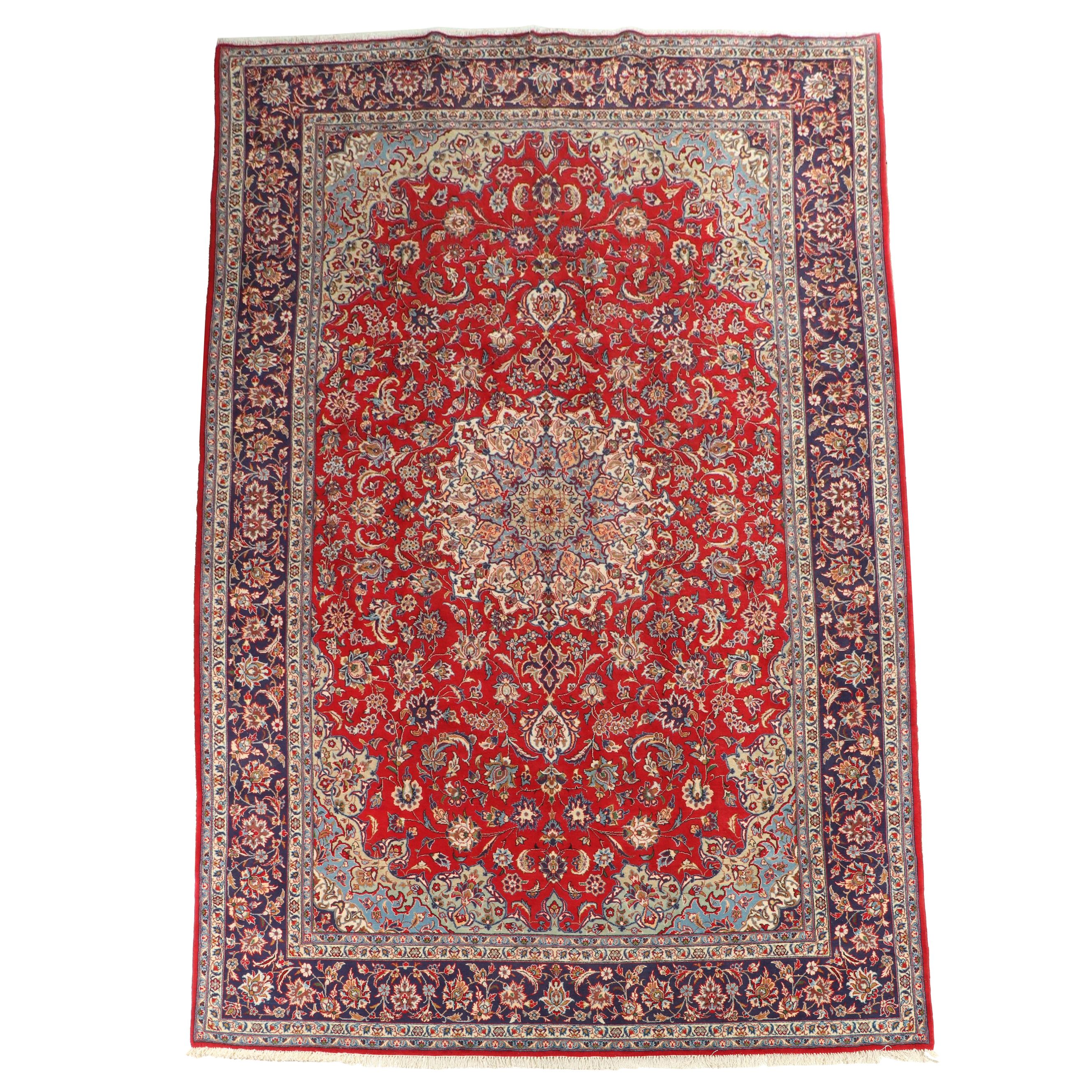 11' x 17'2 Hand-Knotted Persian Kashan Room Sized Rug