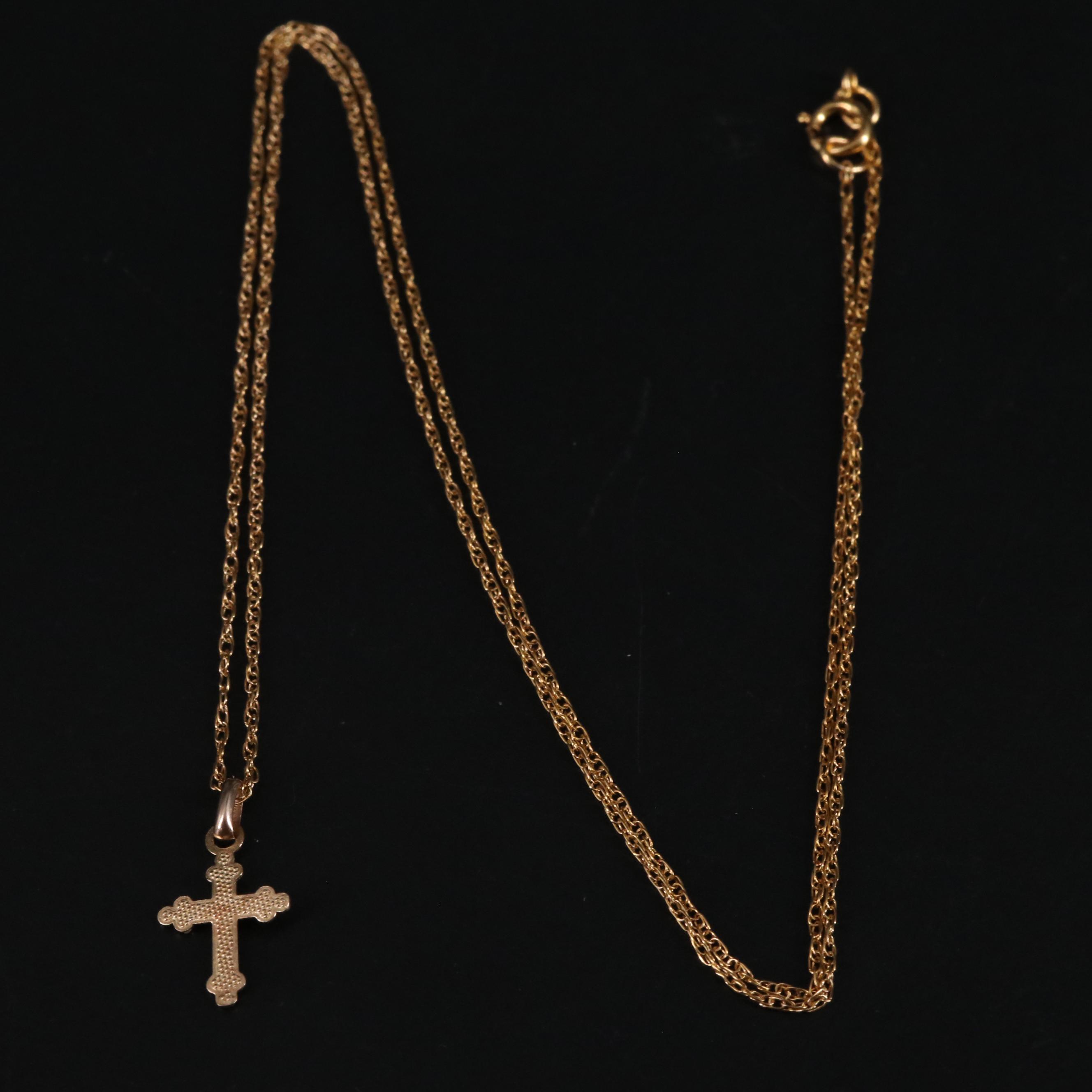 12K Gold Cross Pendant Necklace