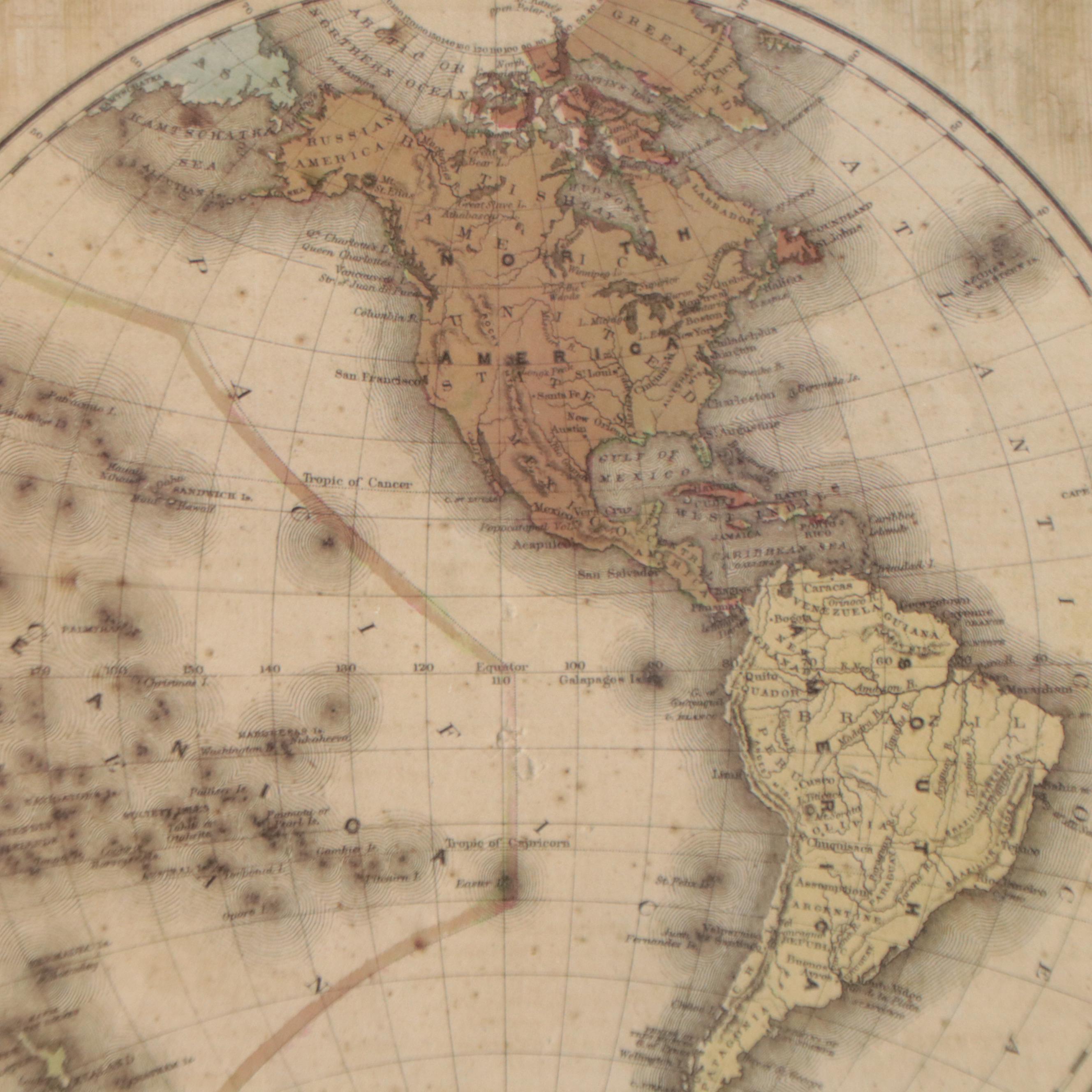 Western and Eastern Hemisphere Offset Lithograph World Map, Circa 2000