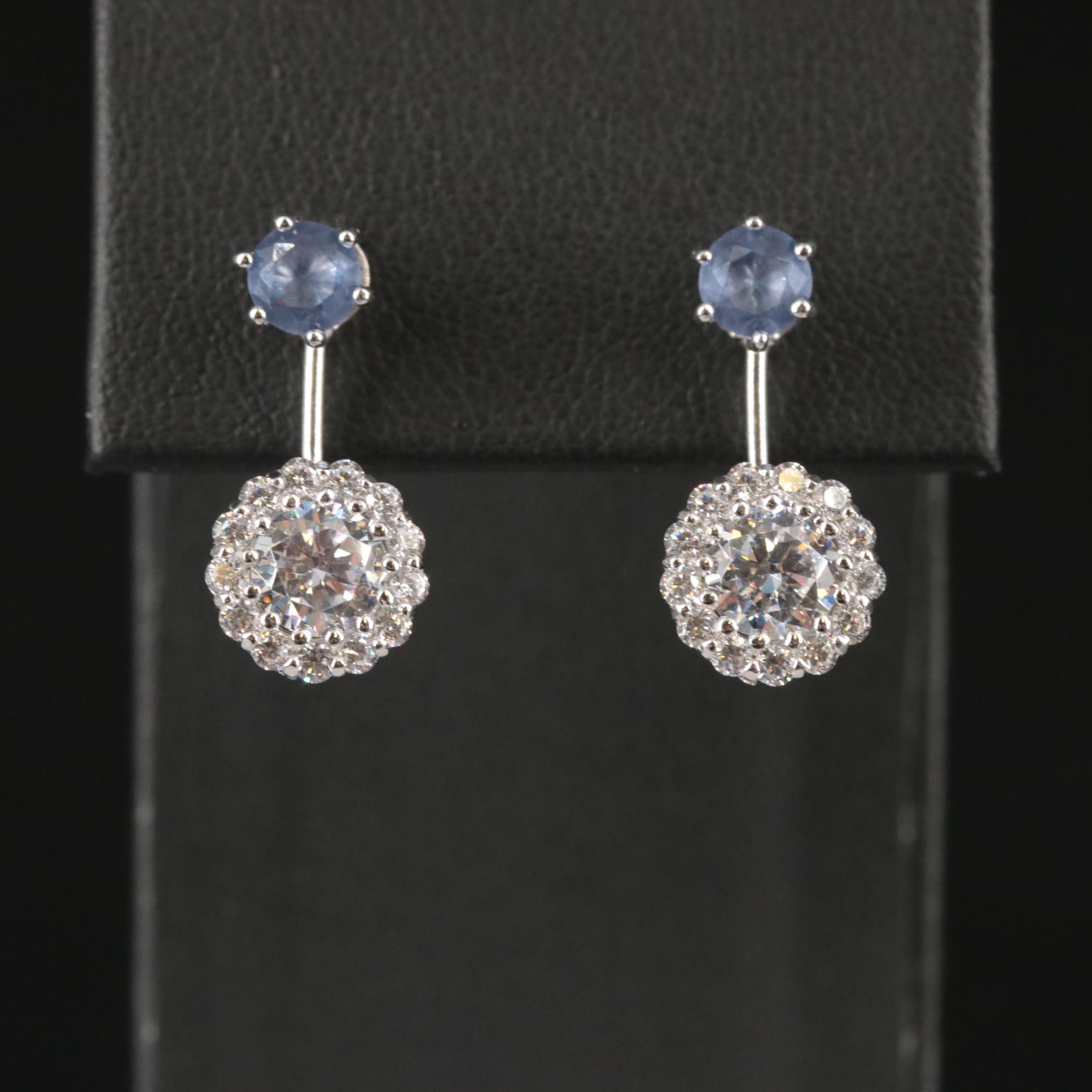 Sterling Silver Cubic Zirconia Front-Back Earrings