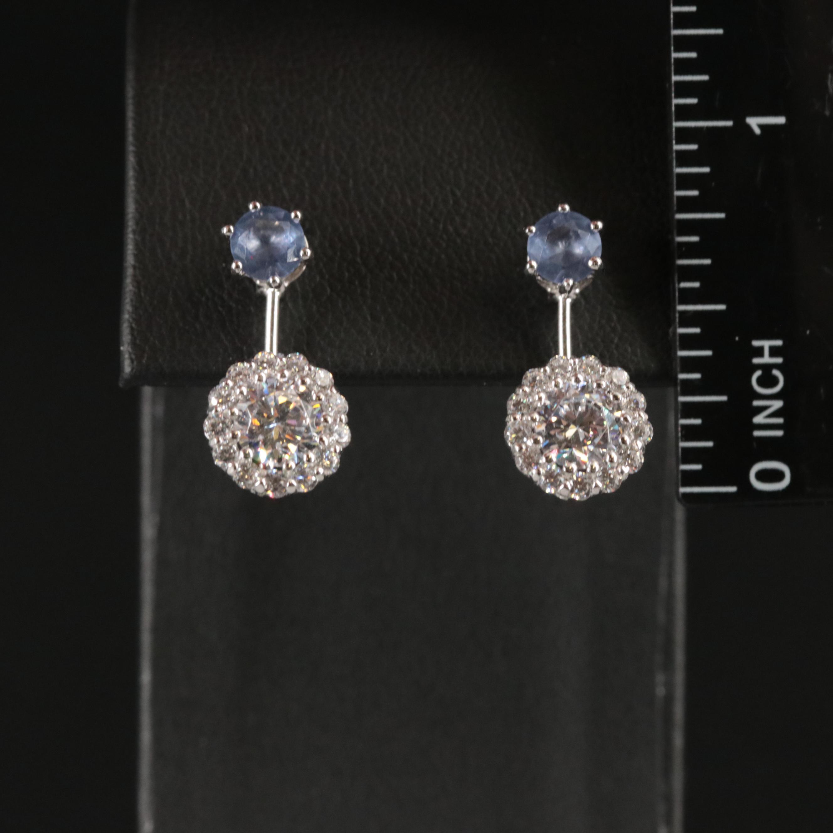 Sterling Silver Cubic Zirconia Front-Back Earrings