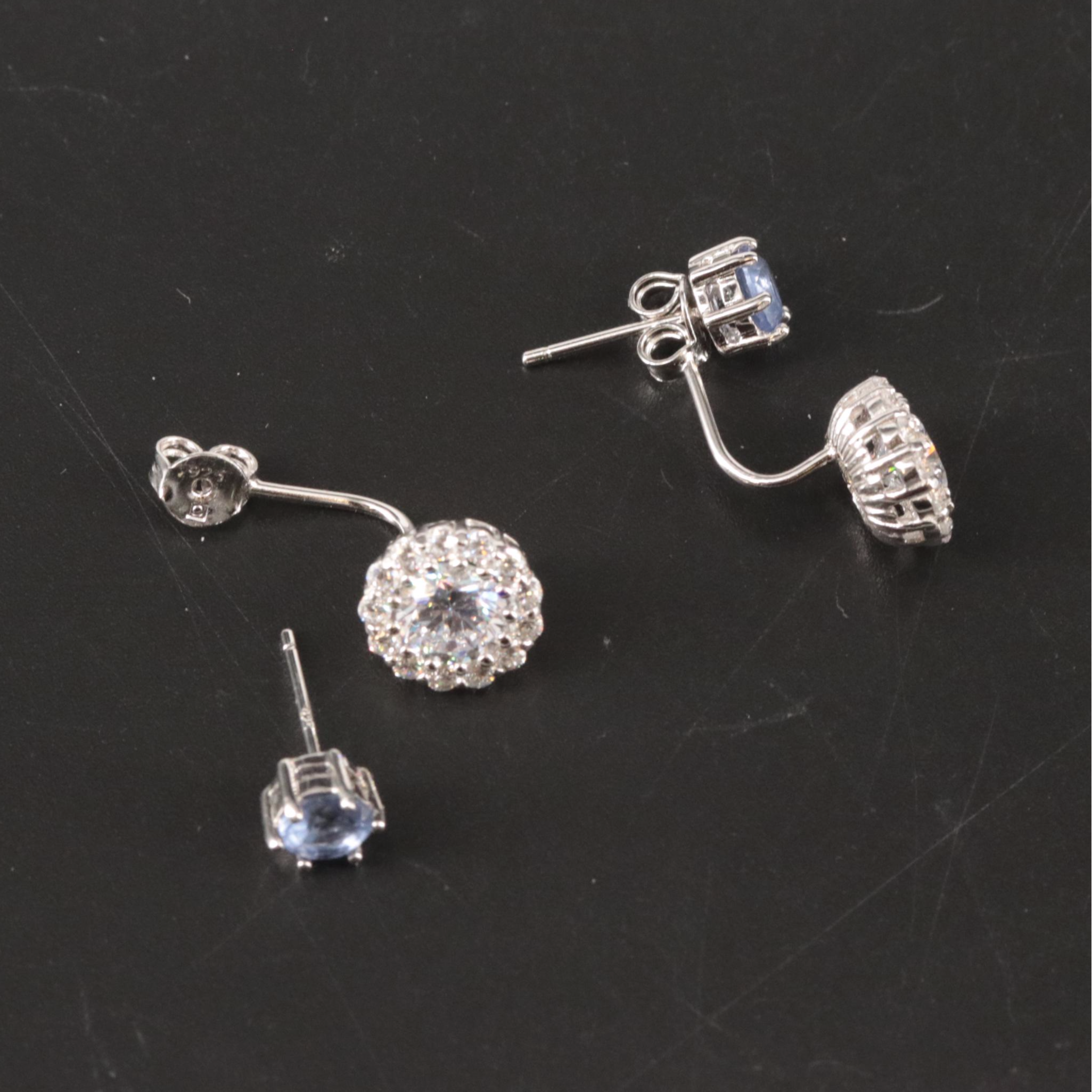 Sterling Silver Cubic Zirconia Front-Back Earrings