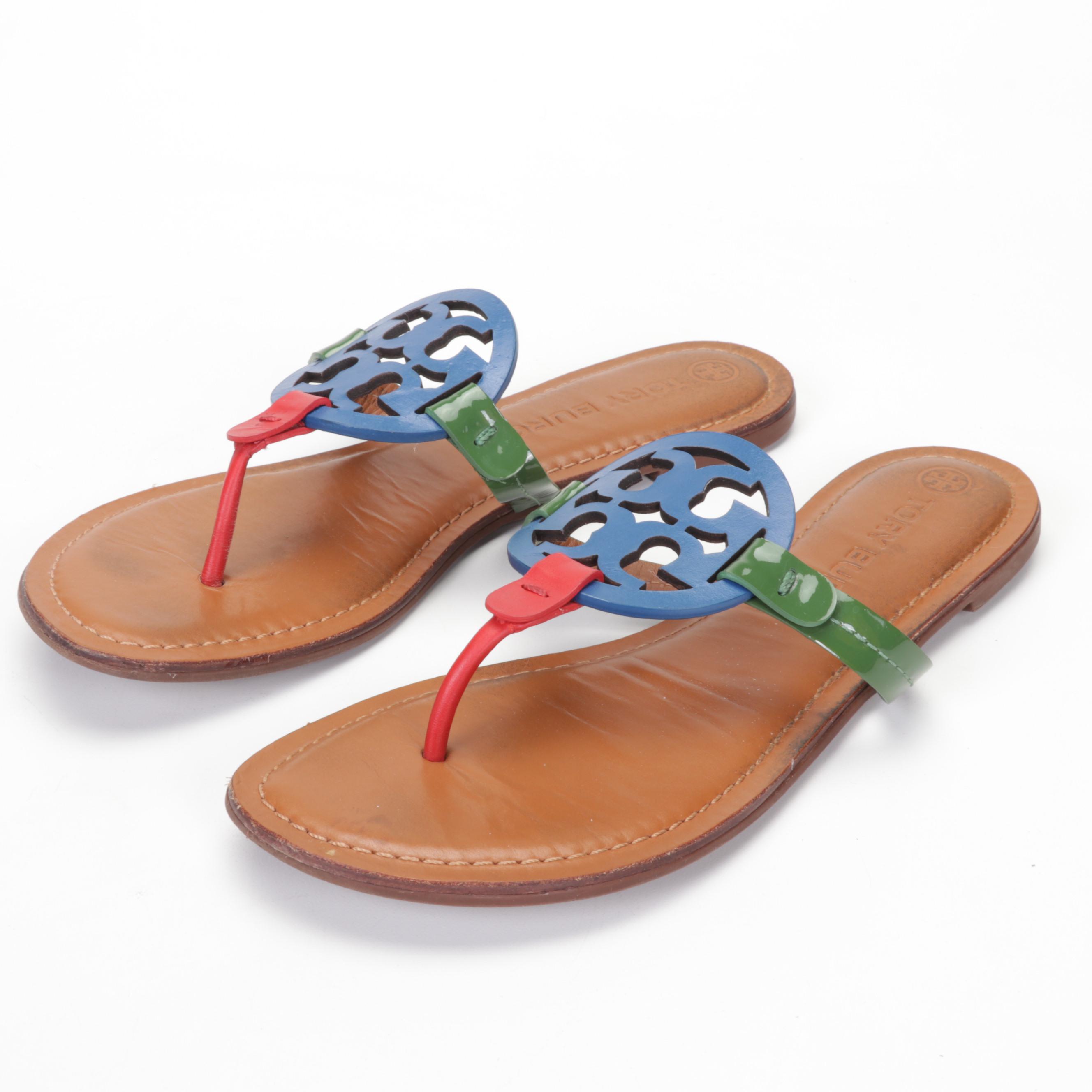 Tory Burch Miller Multicolor Sandals with Navy, Black, and Quilted Ballet Flats