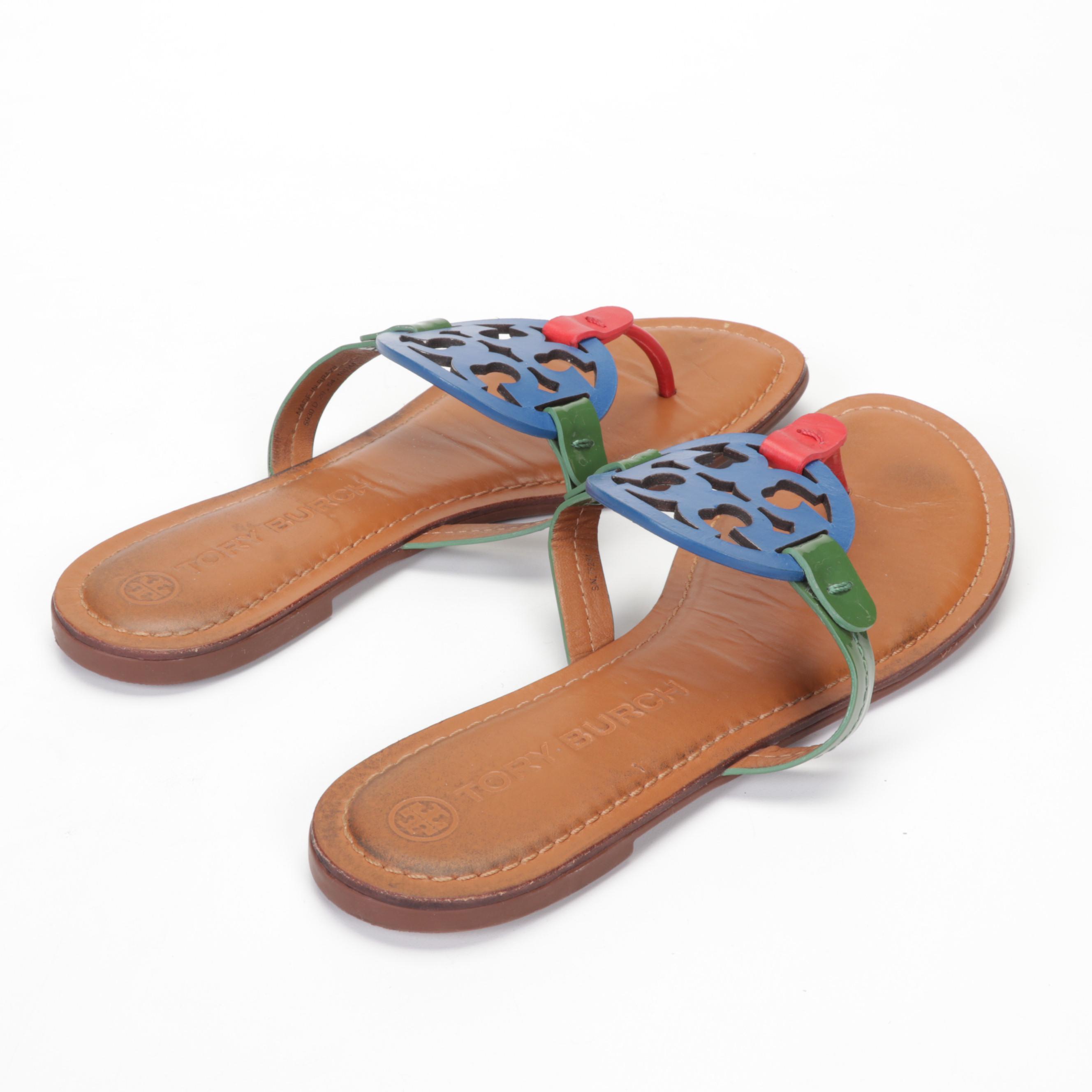 Tory Burch Miller Multicolor Sandals with Navy, Black, and Quilted Ballet Flats