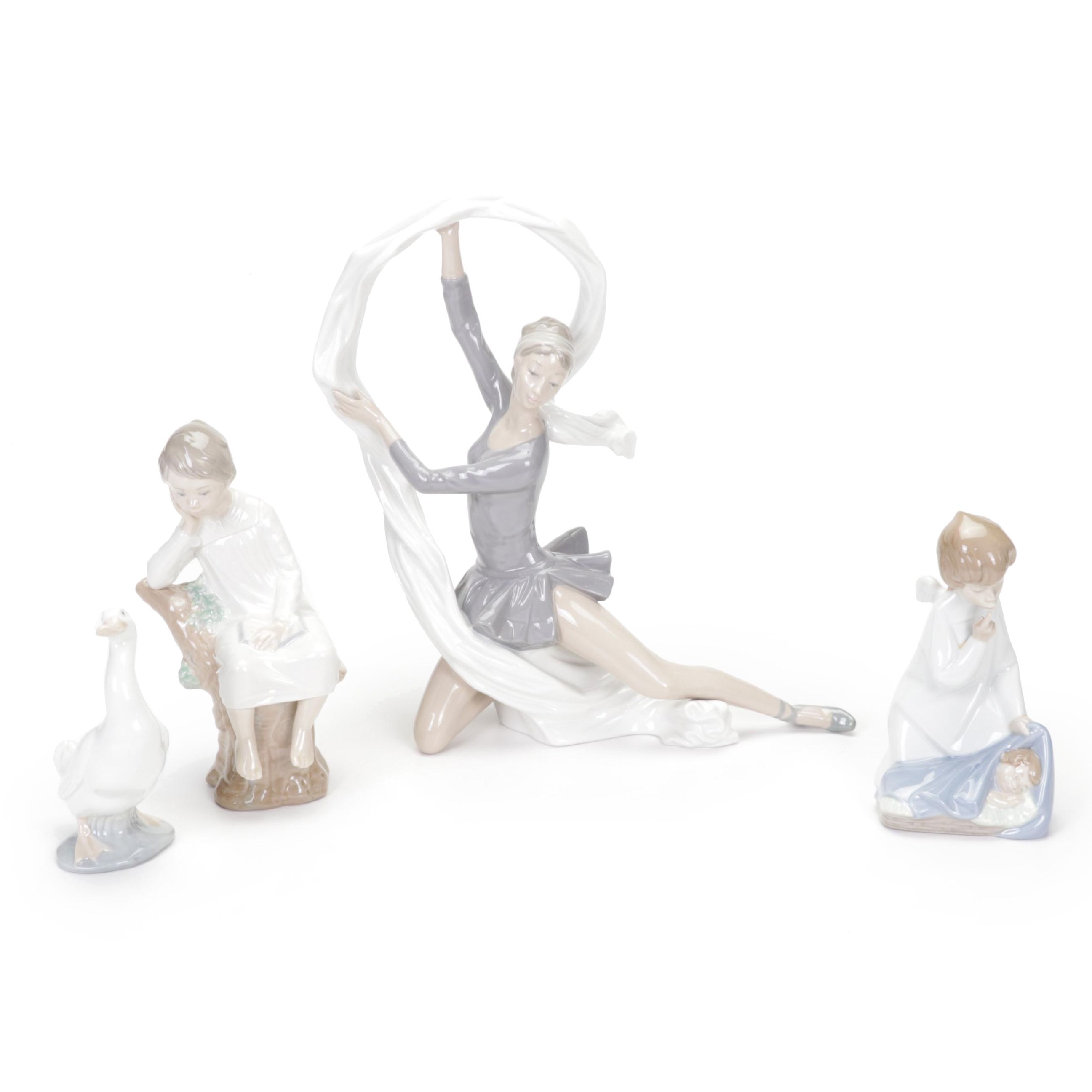 Lladró and Nao by Lladró "Dancer with Veil", "Boy Thinking", and More Figurines