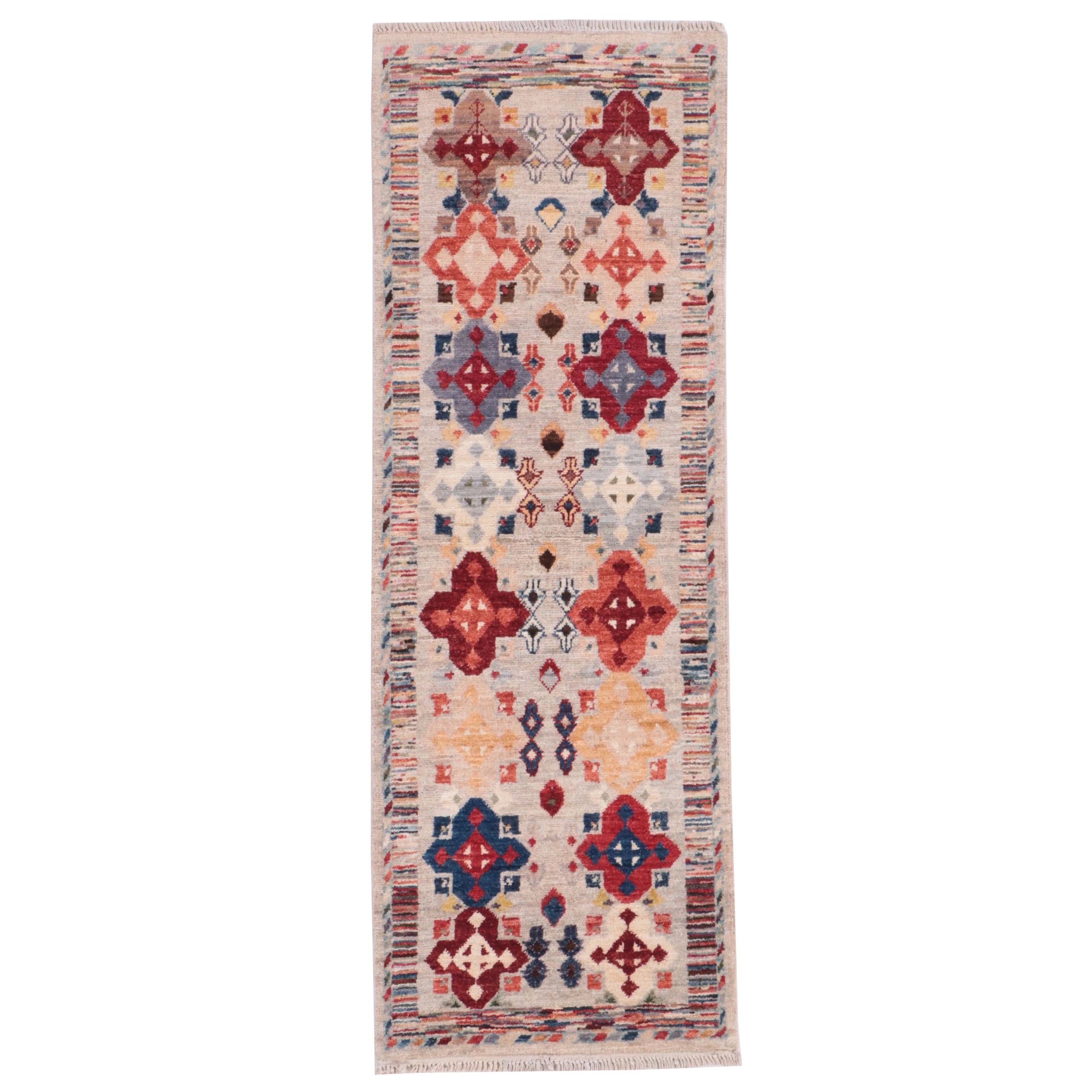 1'9 x 4'10 Hand-Knotted Afghan Kazak Accent Rug