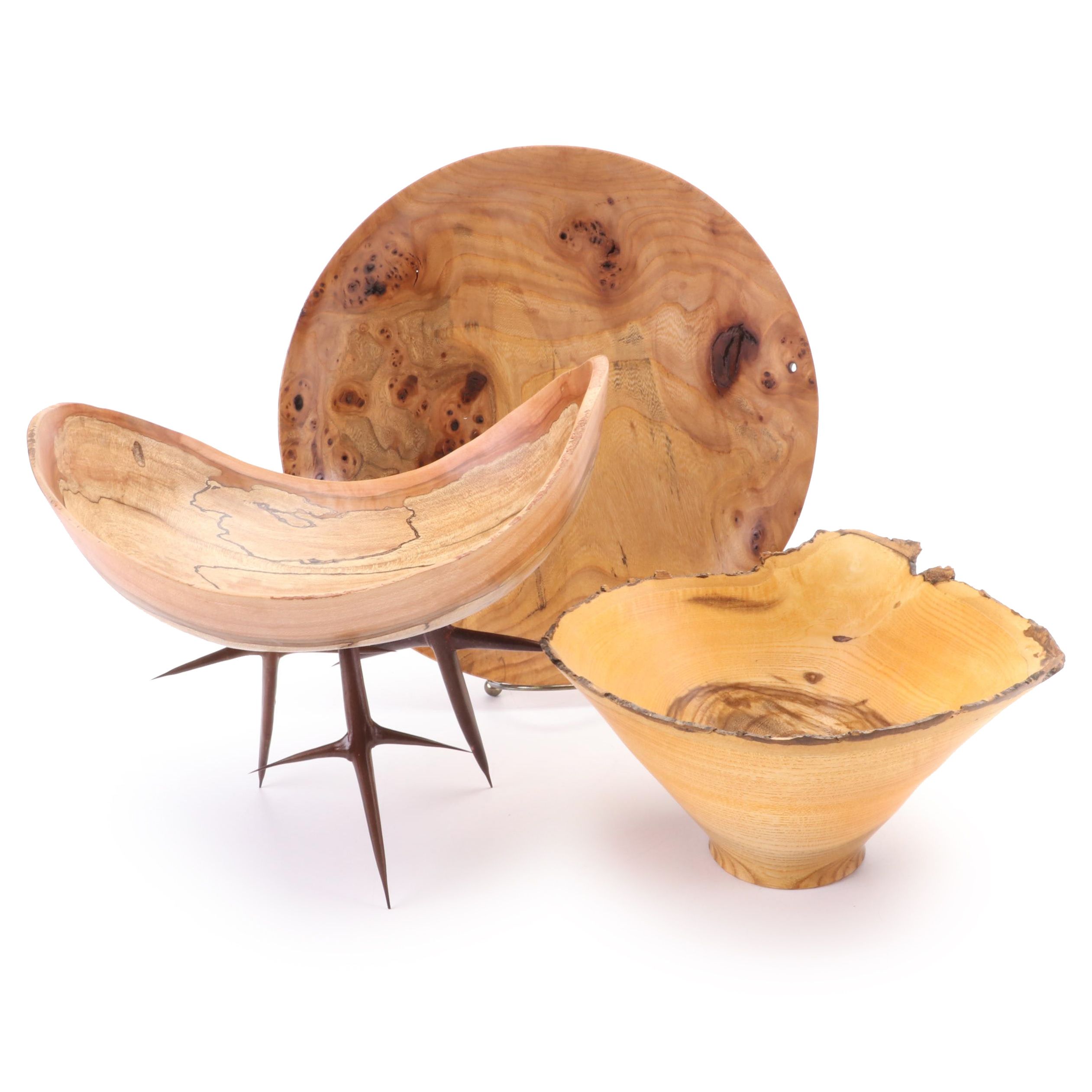 Ash, Elm Burl and Dogwood Handcrafted Decorative Wooden Bowls