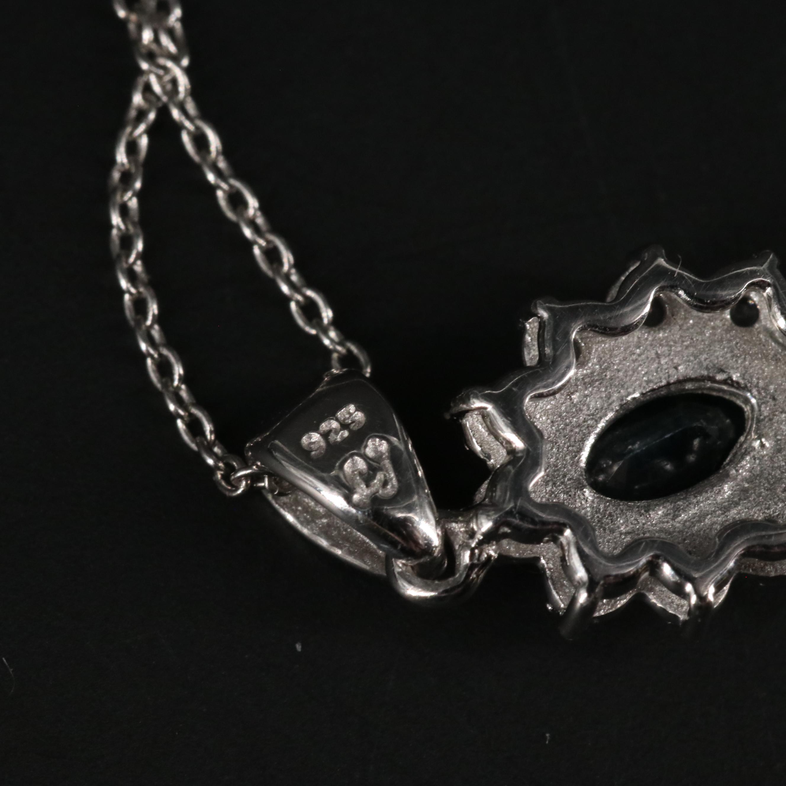 Sterling Silver Sapphire and Topaz Pendant Necklace