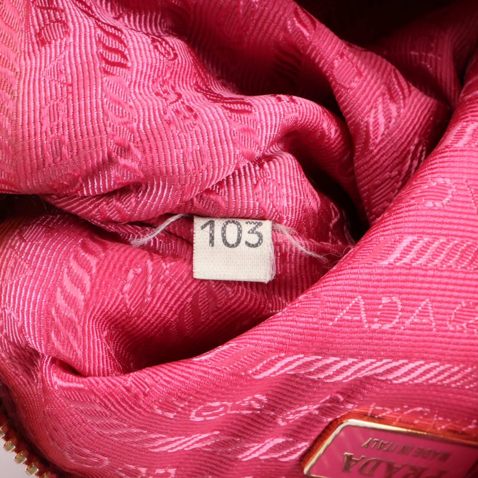 Prada Pleated Leather Bow Zip Pouch