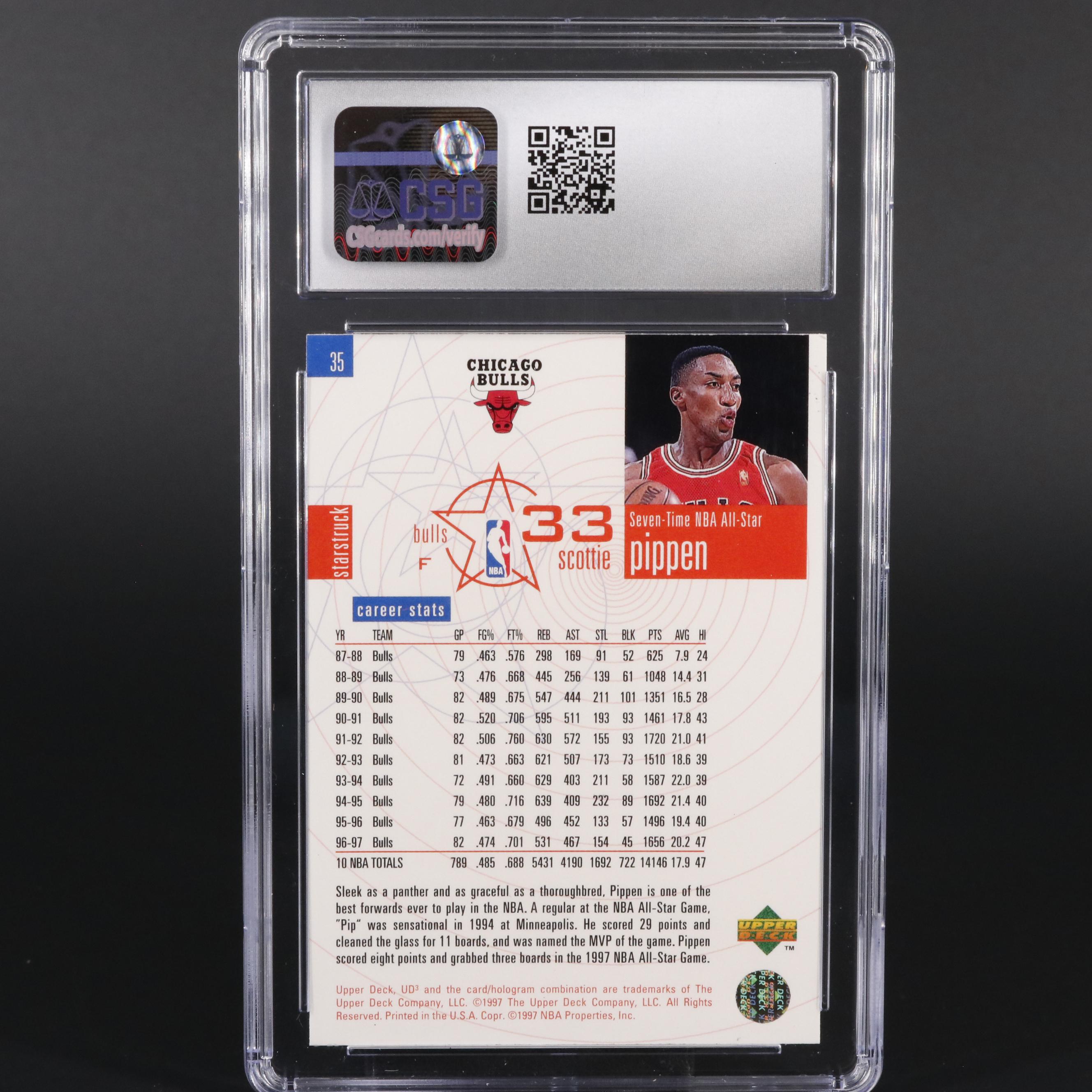 1997 Upper Deck UD3 Scottie Pippen #35 Graded CSG 9 Mint Basketball Card