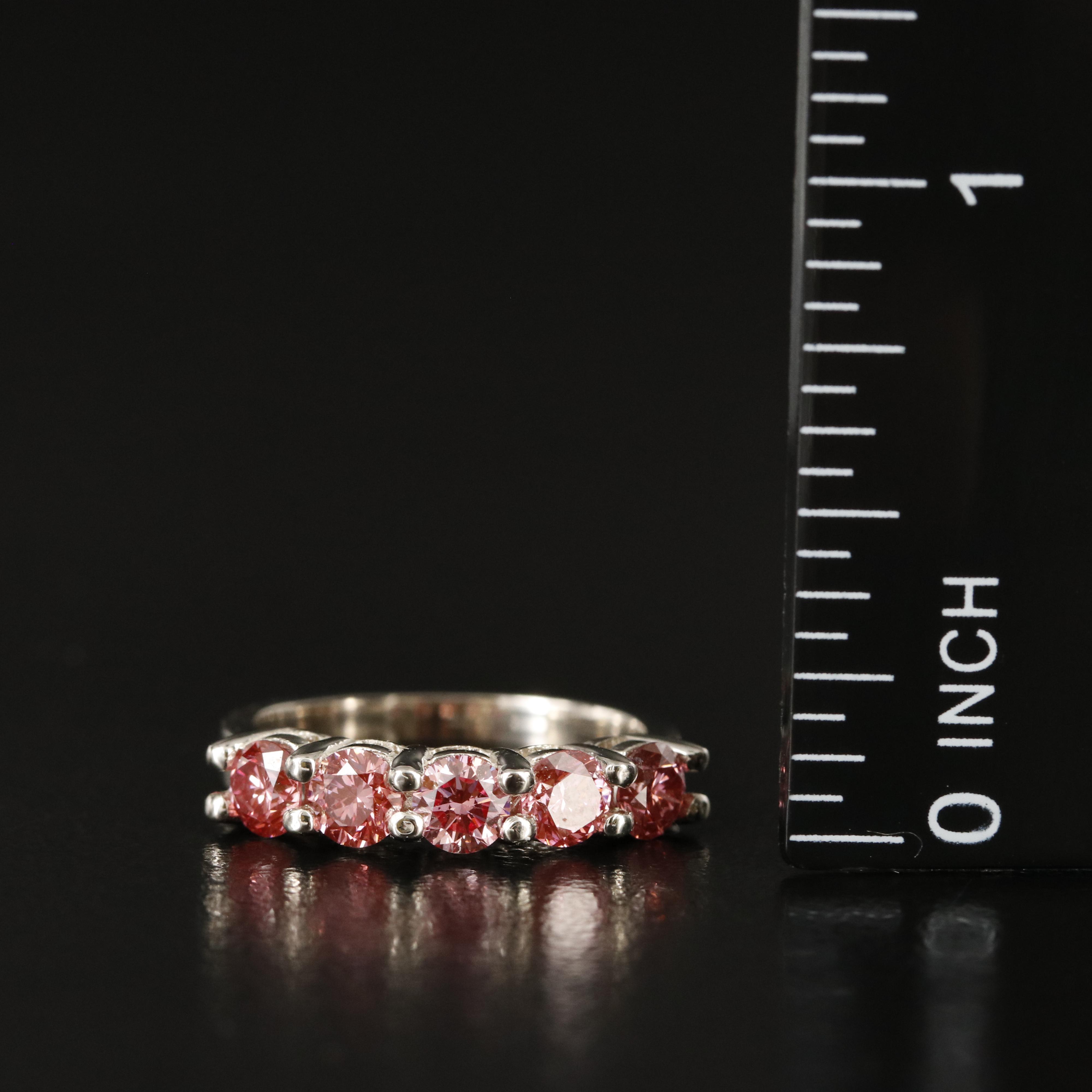 10K 1.00 CTW Fancy Pink Diamond Five Stone Band