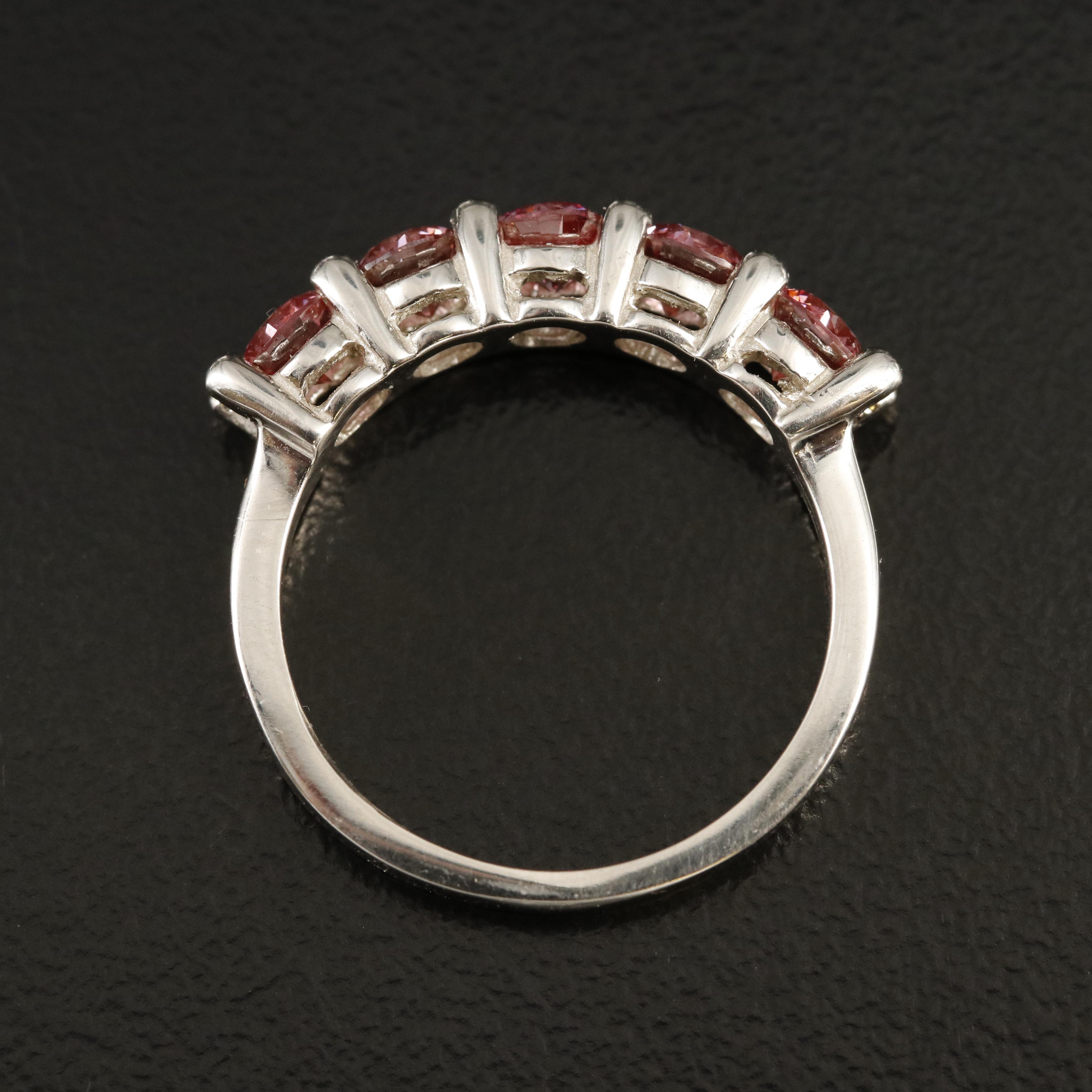 10K 1.00 CTW Fancy Pink Diamond Five Stone Band