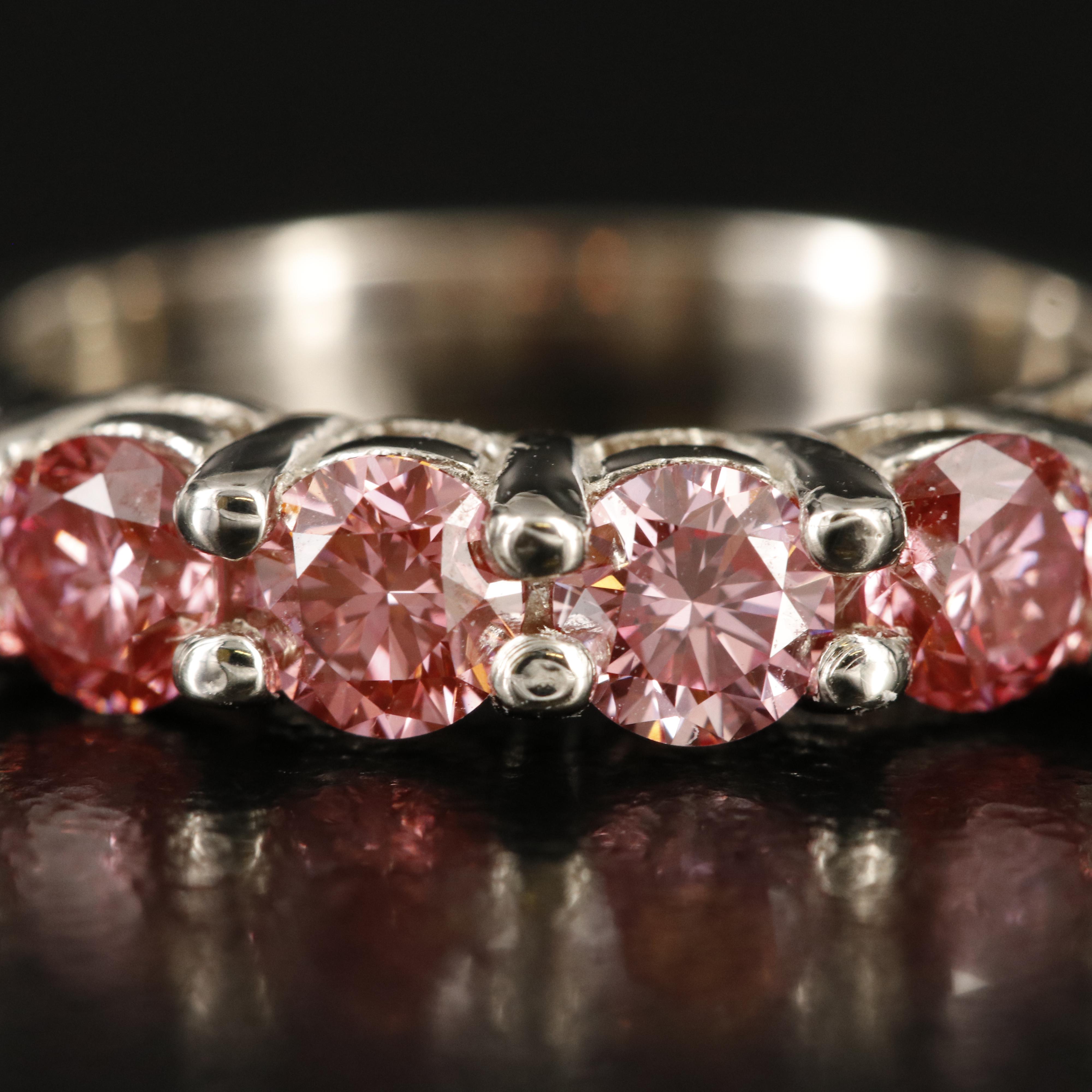 10K 1.00 CTW Fancy Pink Diamond Five Stone Band