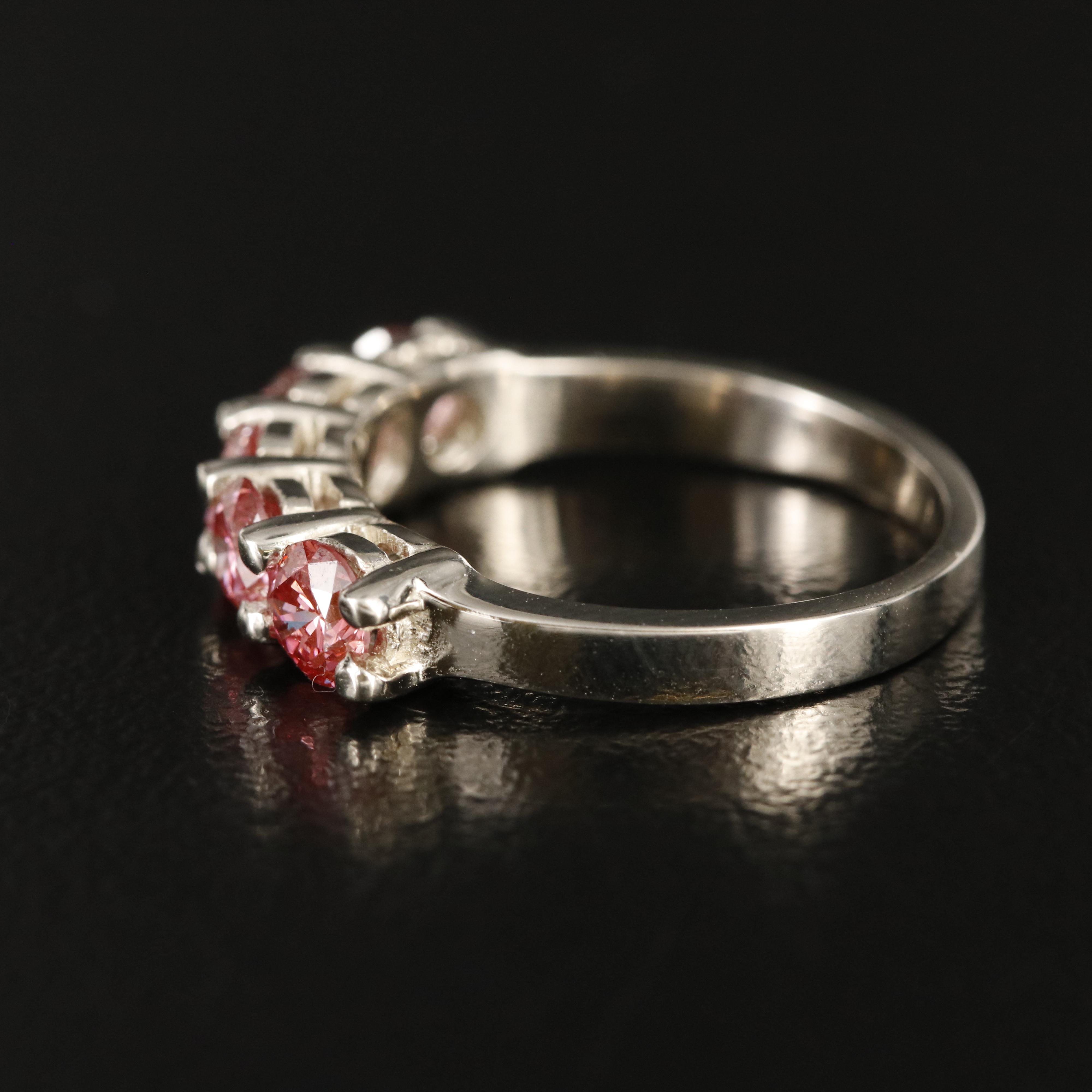 10K 1.00 CTW Fancy Pink Diamond Five Stone Band