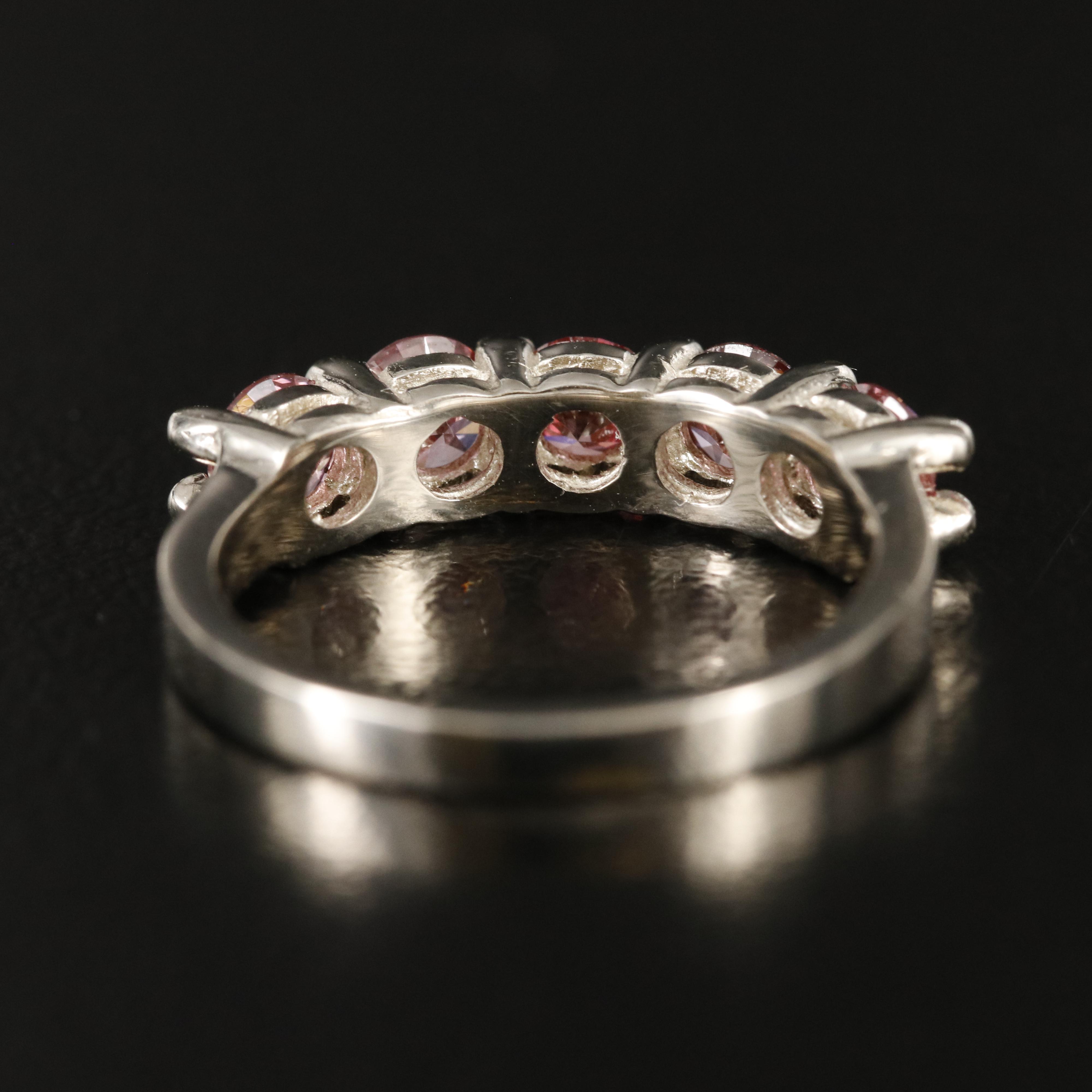 10K 1.00 CTW Fancy Pink Diamond Five Stone Band