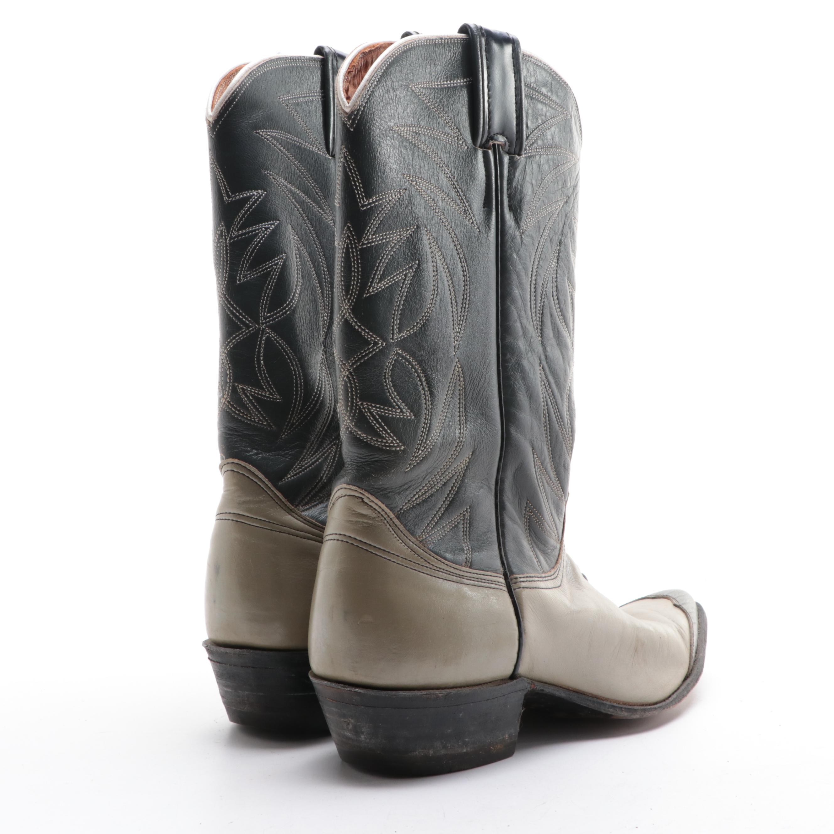 Men's Nocona Leather Western Boots with Lizard Skin Cap Toe