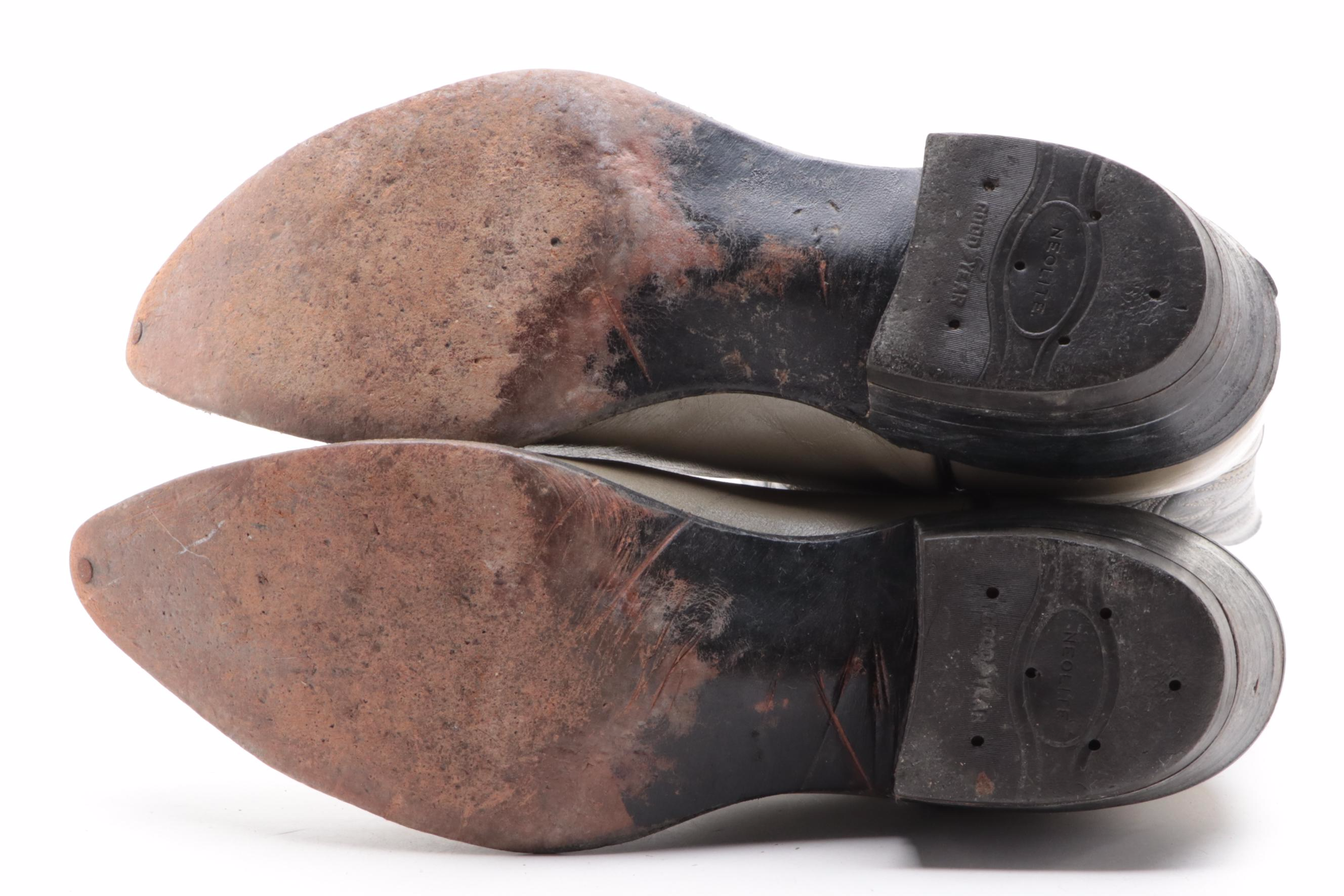 Men's Nocona Leather Western Boots with Lizard Skin Cap Toe