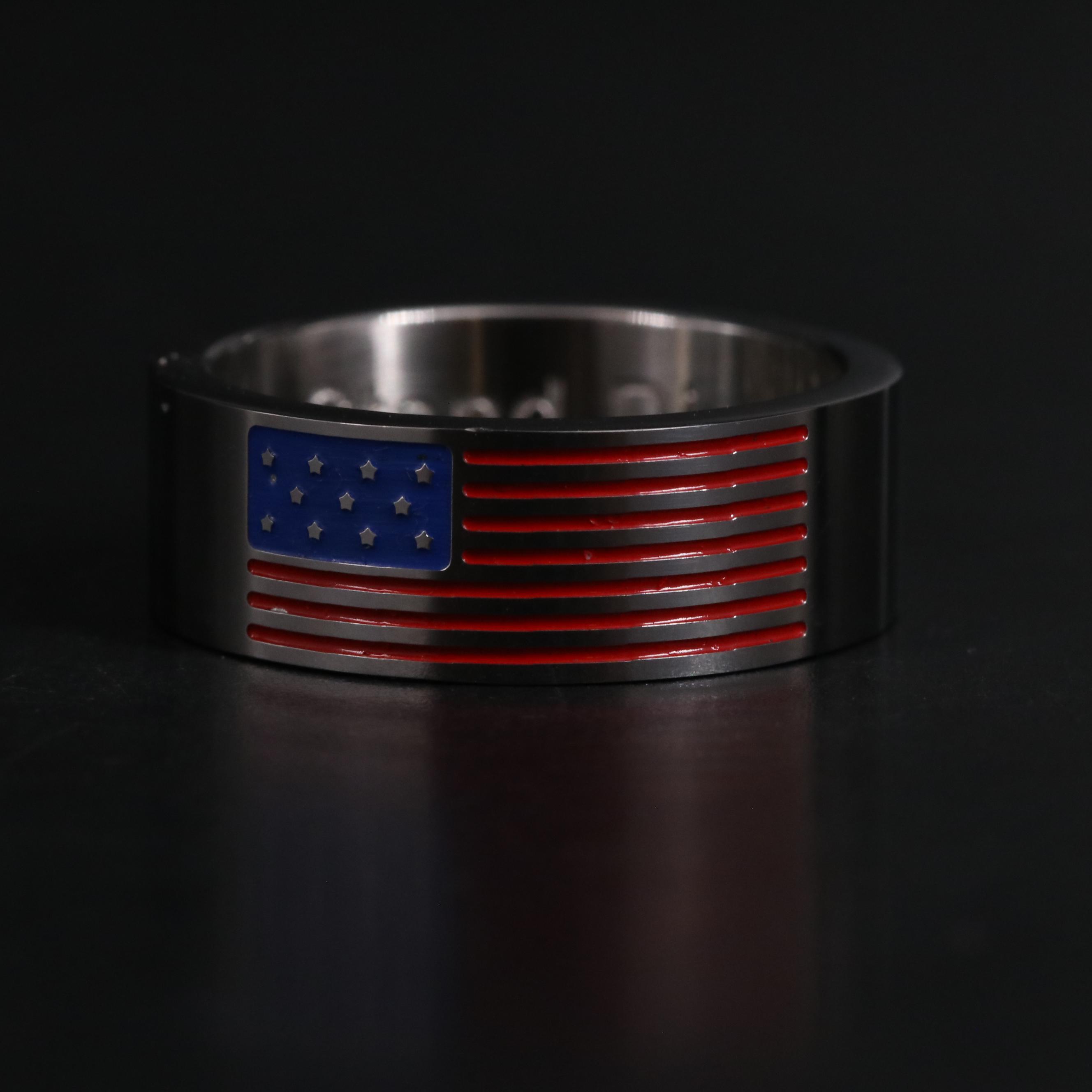 Stainless Steel American Flag Ring