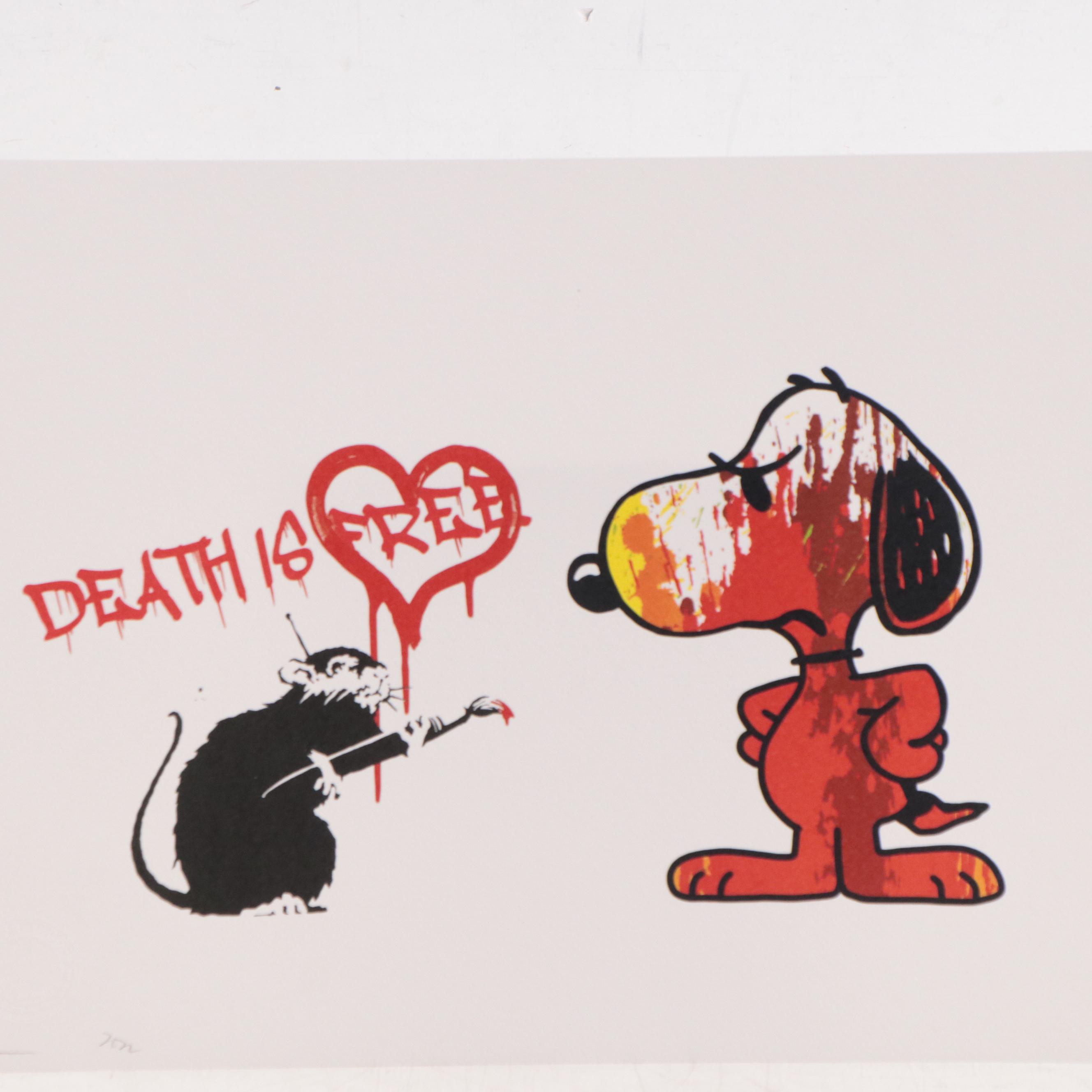 Death NYC Pop Art Graphic Print Featuring Banksy and Snoopy, 2022