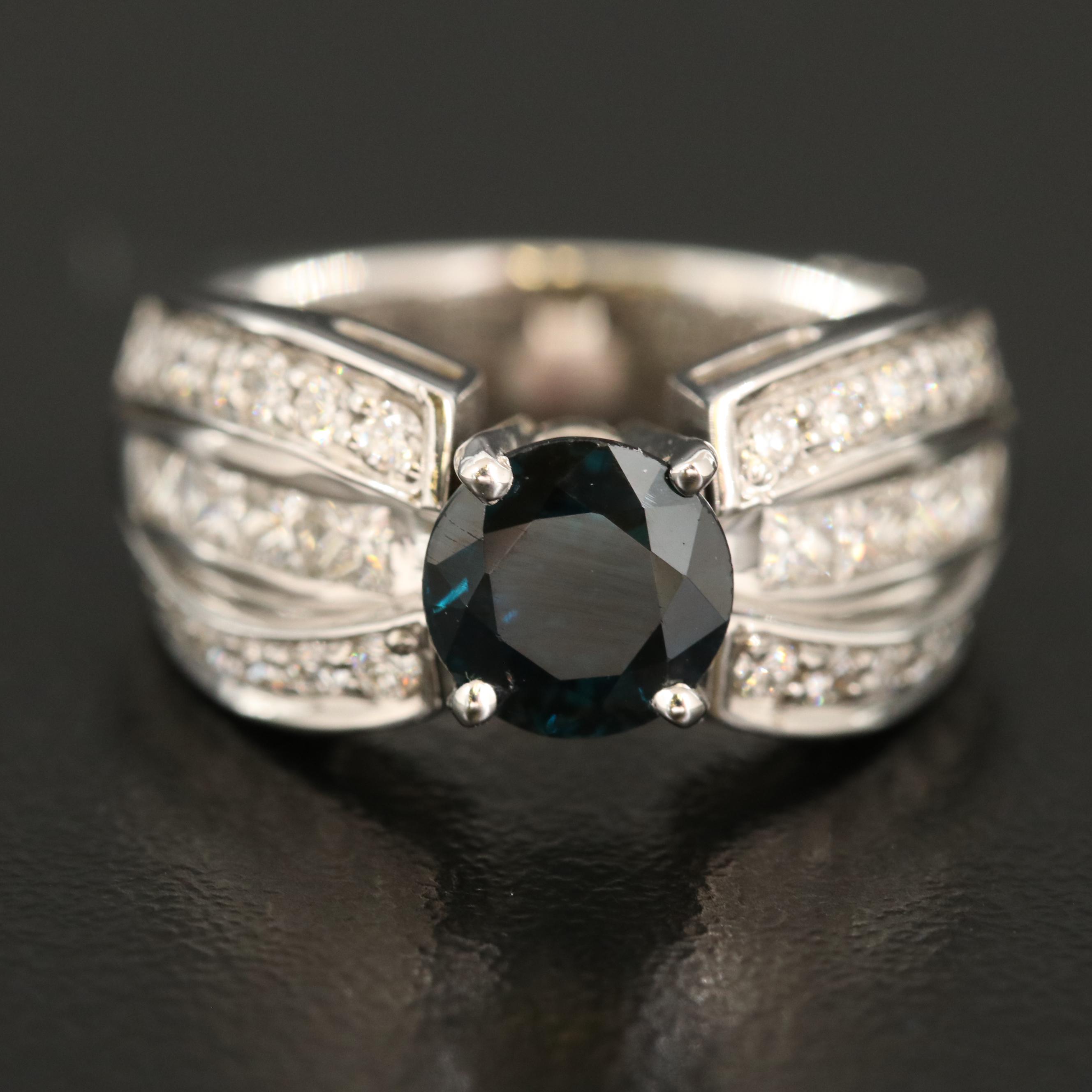 A. Jaffe 14K 1.51 CT Unheated Sapphire and 1.00 CTW Diamond Ring with GIA Report