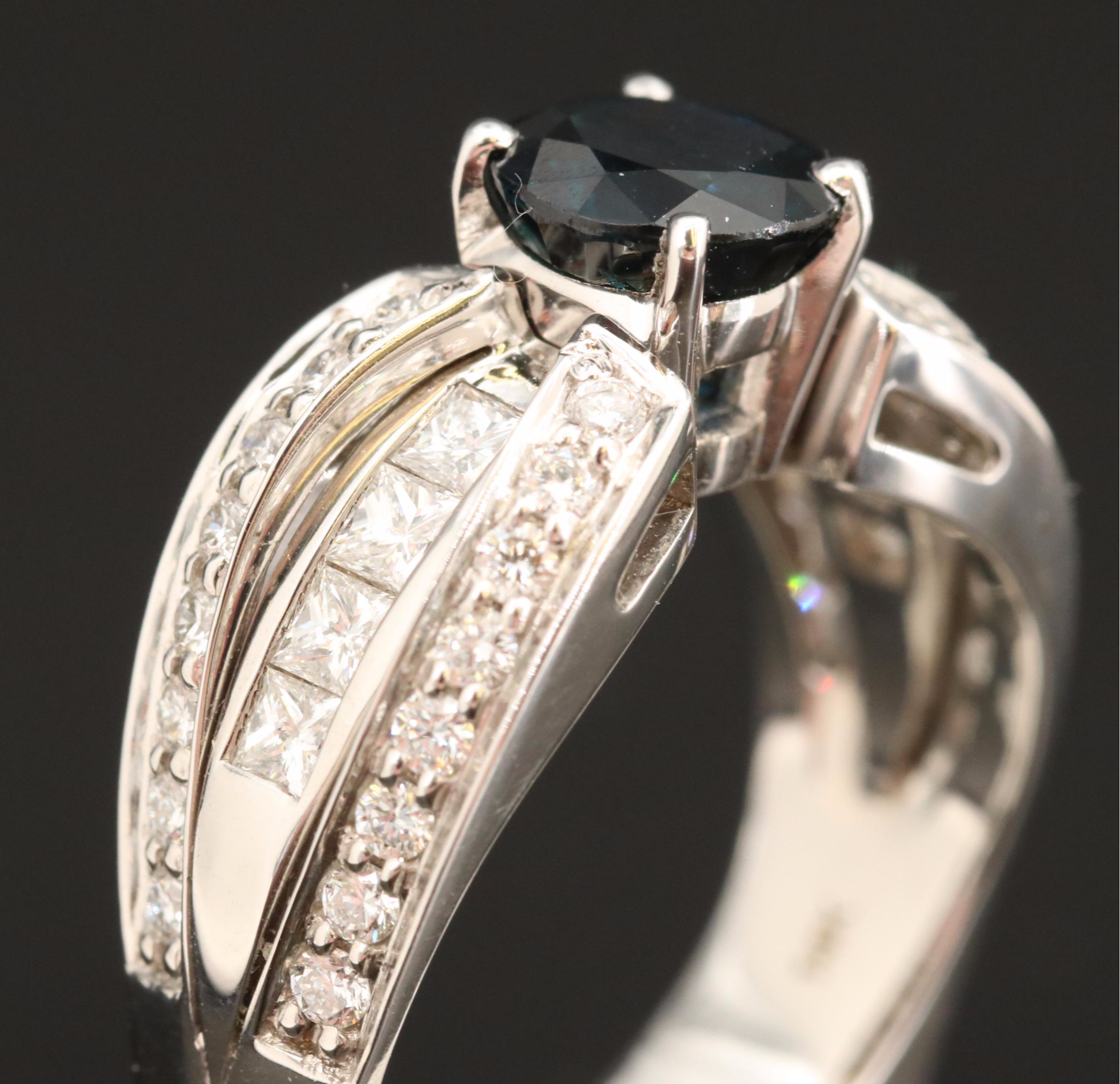 A. Jaffe 14K 1.51 CT Unheated Sapphire and 1.00 CTW Diamond Ring with GIA Report