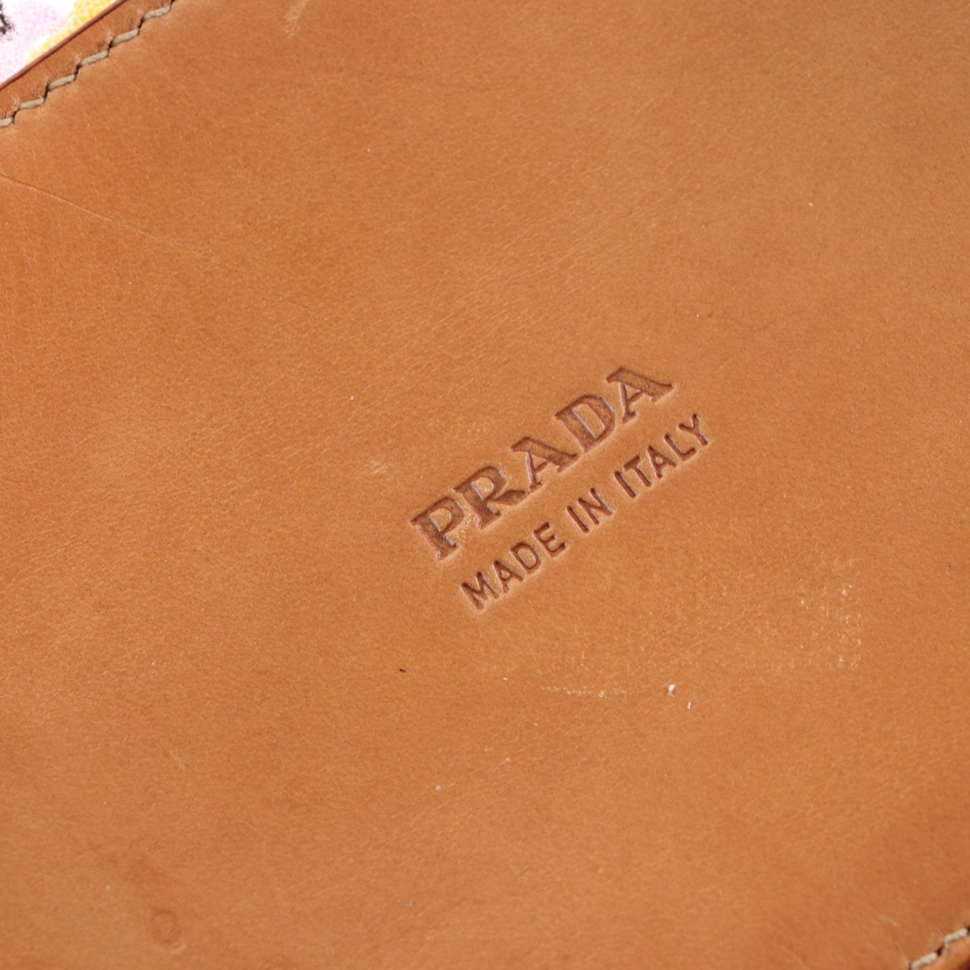 Prada Buckle Strap Tote in Printed Vinyl with Leather Trim and Pouch