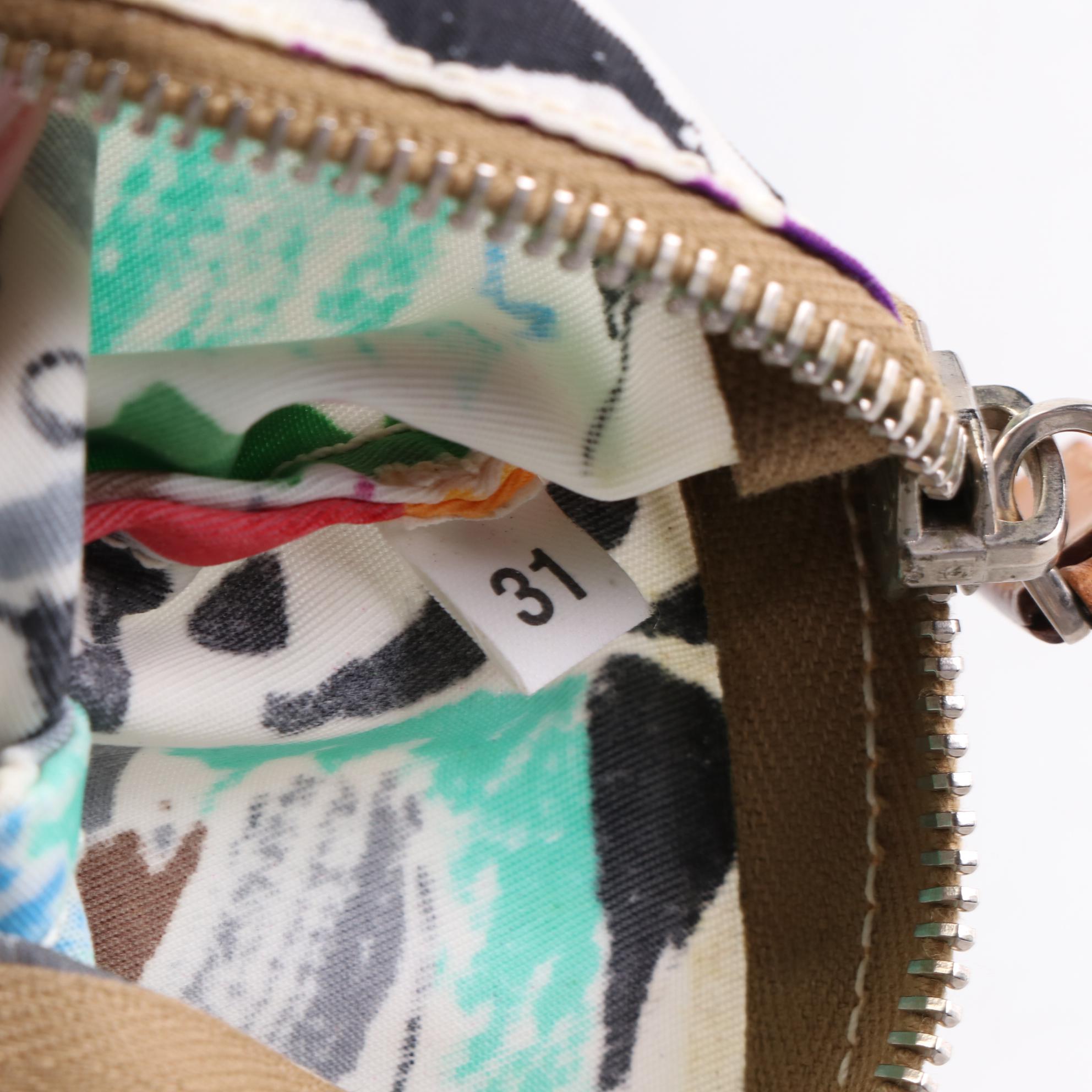 Prada Buckle Strap Tote in Printed Vinyl with Leather Trim and Pouch