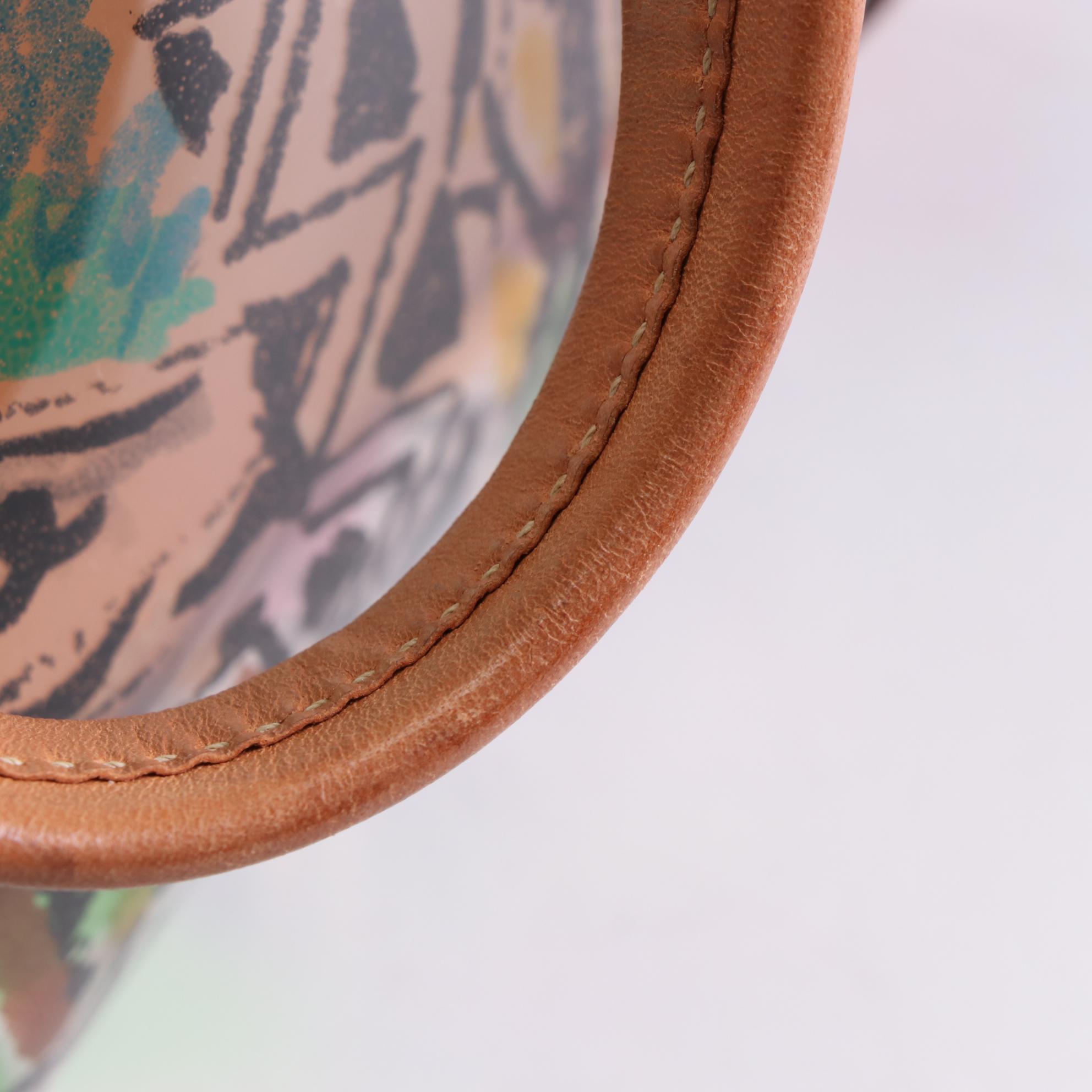 Prada Buckle Strap Tote in Printed Vinyl with Leather Trim and Pouch