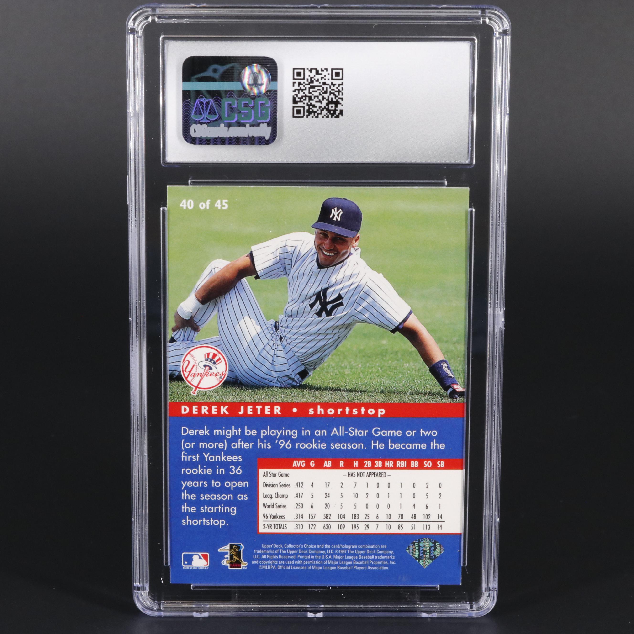 1997 Collector's Choice Derek Jeter #40 Graded CSG 8.5 Mint Baseball Card