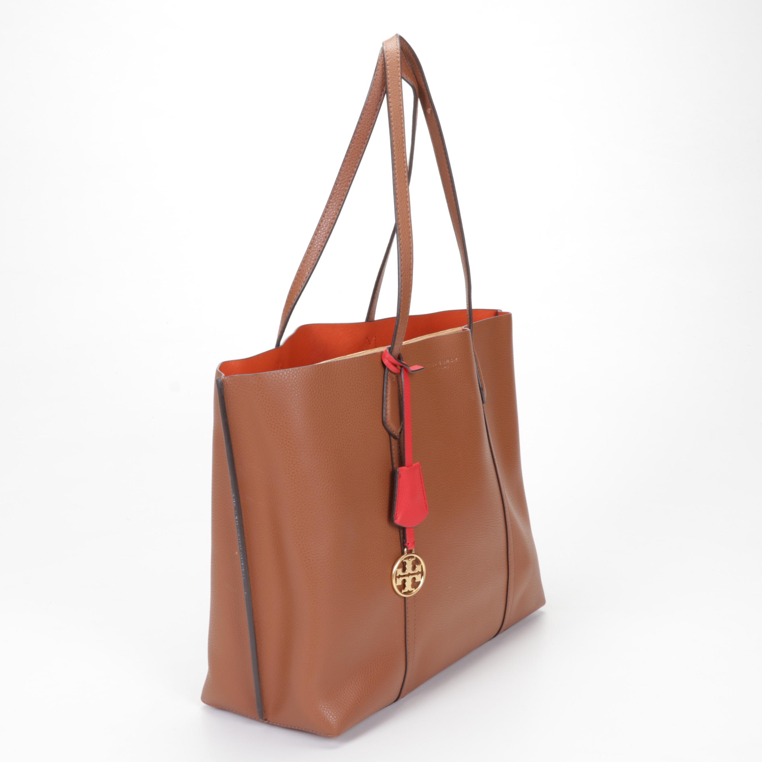 Tory Burch Perry Tote in Light Umber Pebbled Leather