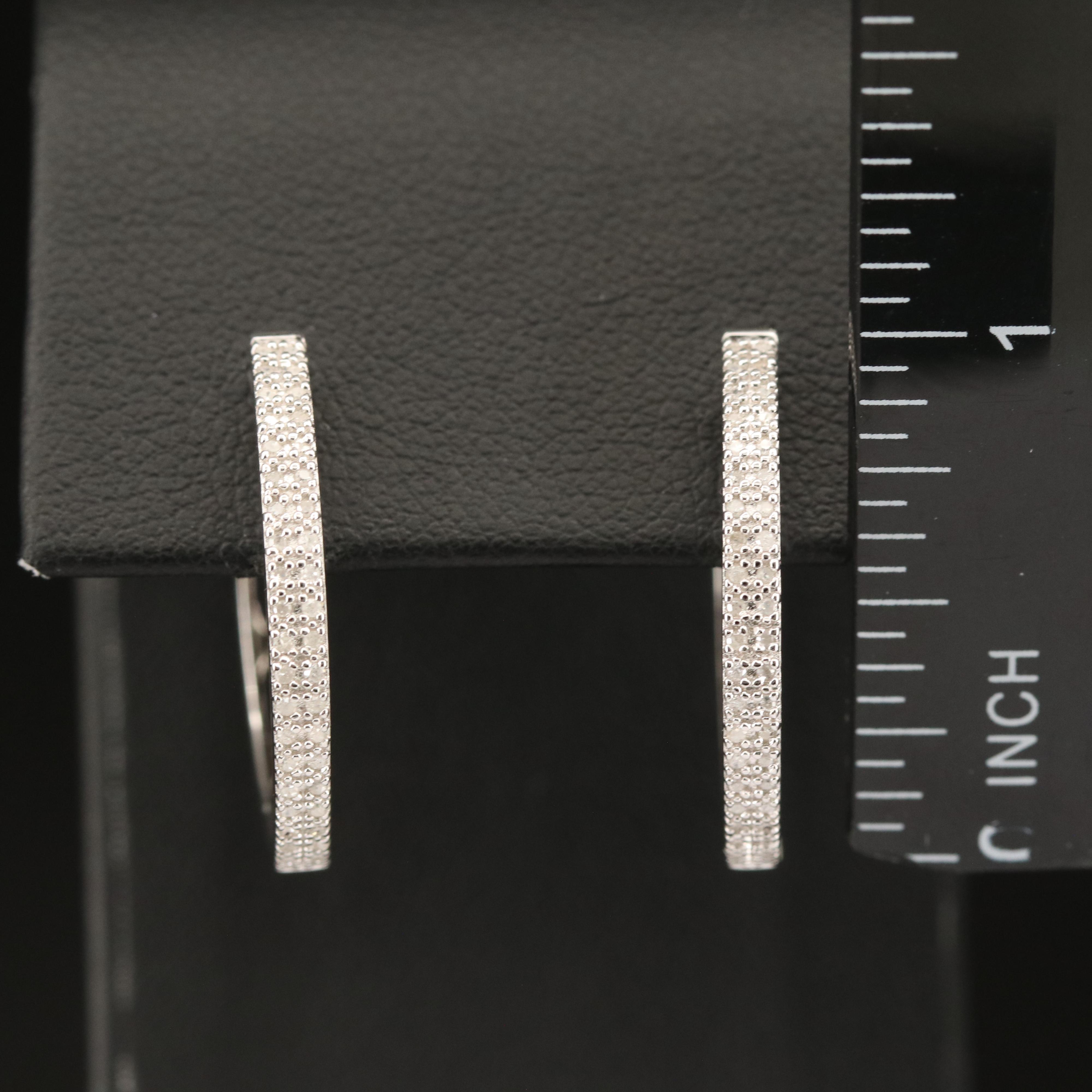 Sterling Diamond Hoop Earrings