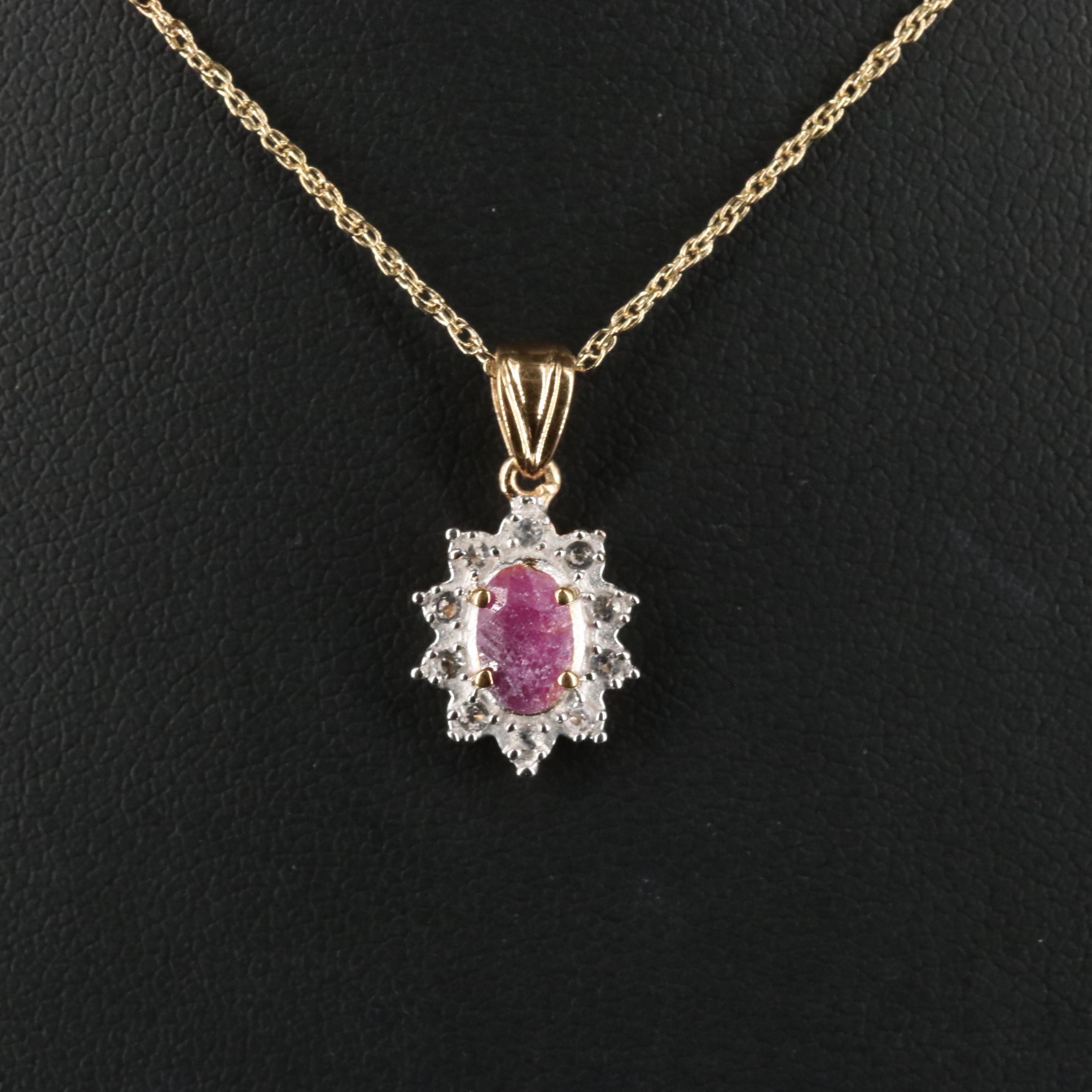 Sterling Silver Ruby and Topaz Pendant Necklace