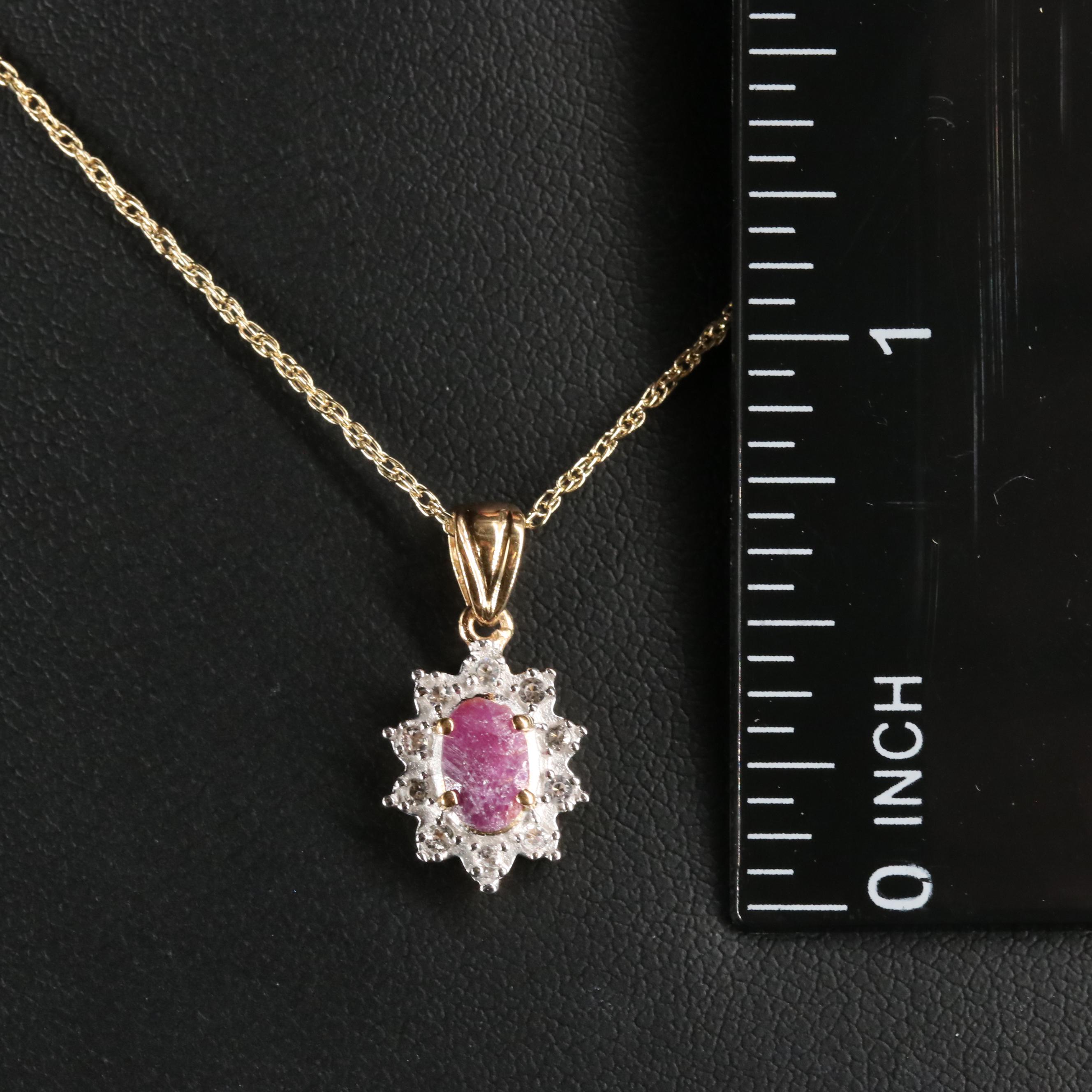 Sterling Silver Ruby and Topaz Pendant Necklace