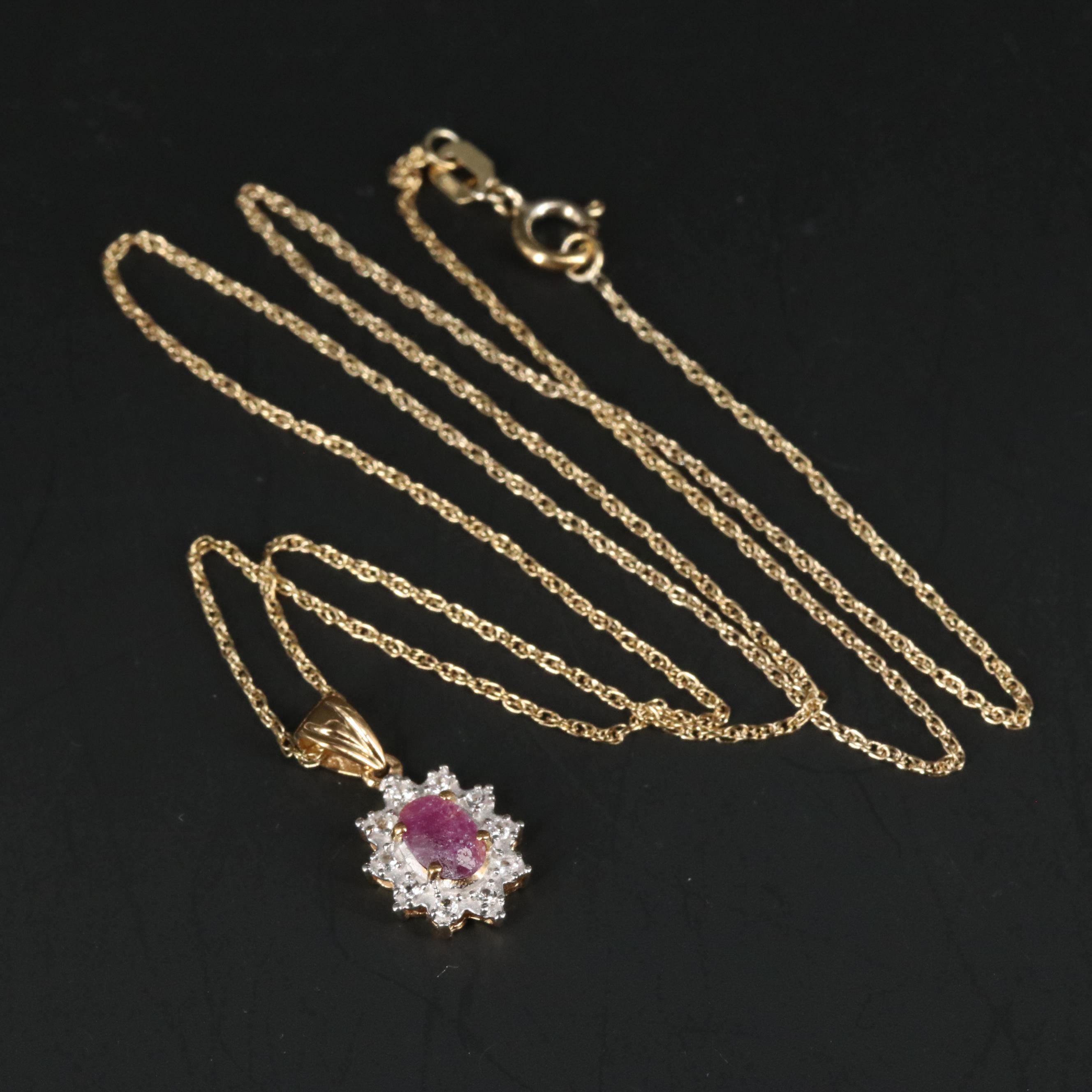 Sterling Silver Ruby and Topaz Pendant Necklace