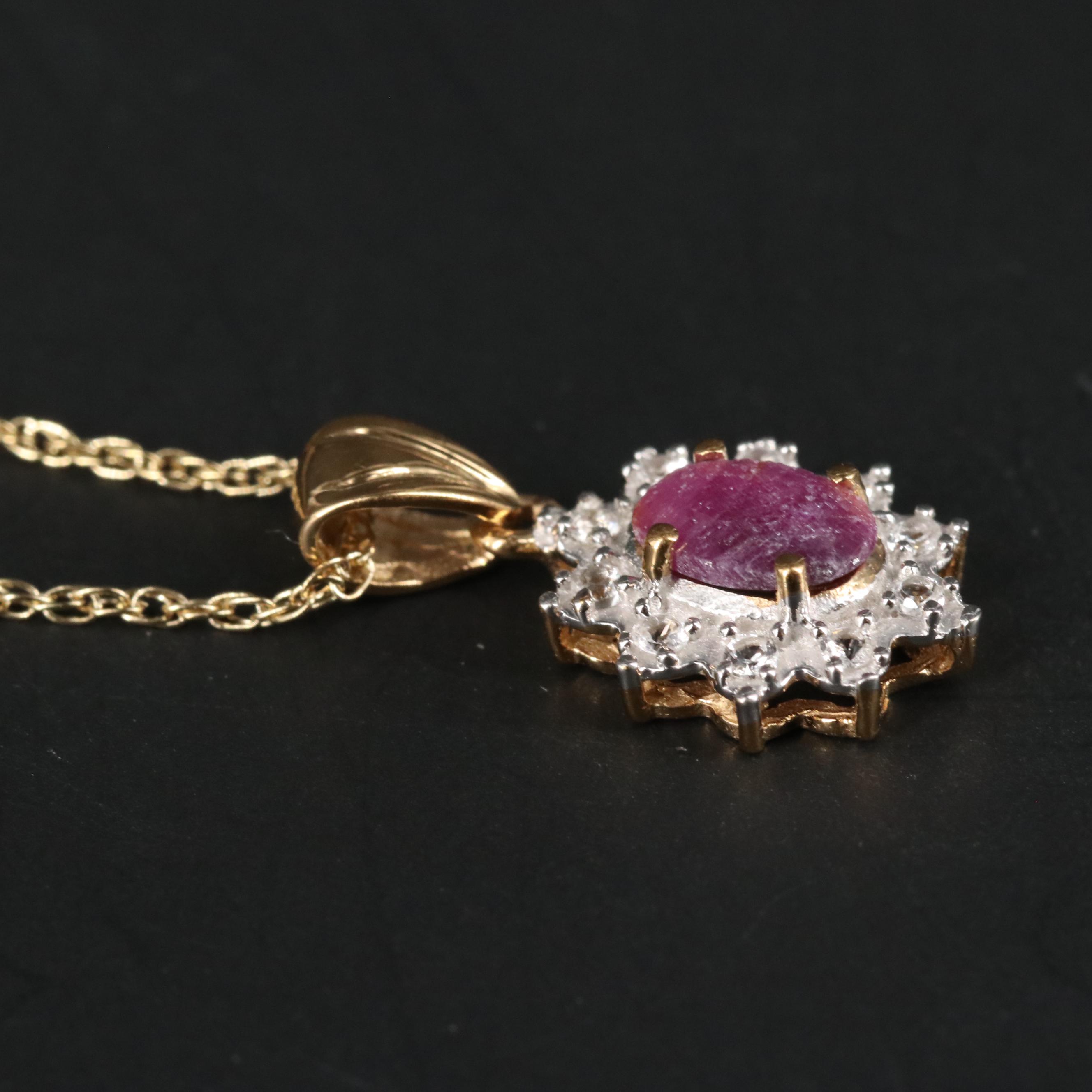 Sterling Silver Ruby and Topaz Pendant Necklace